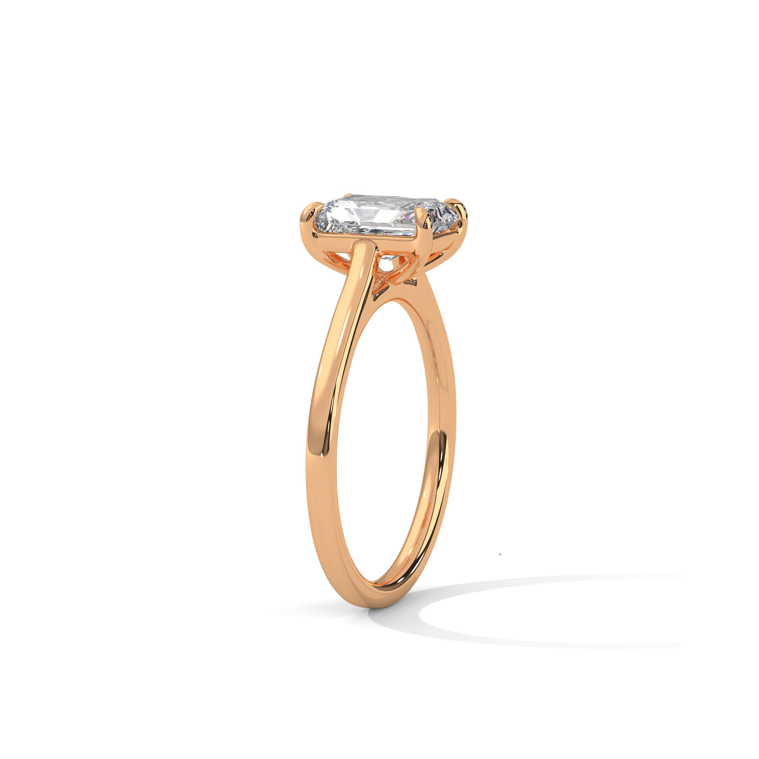 Emerald Engagement Ring 18K Rose Gold | Lab Grown Diamond