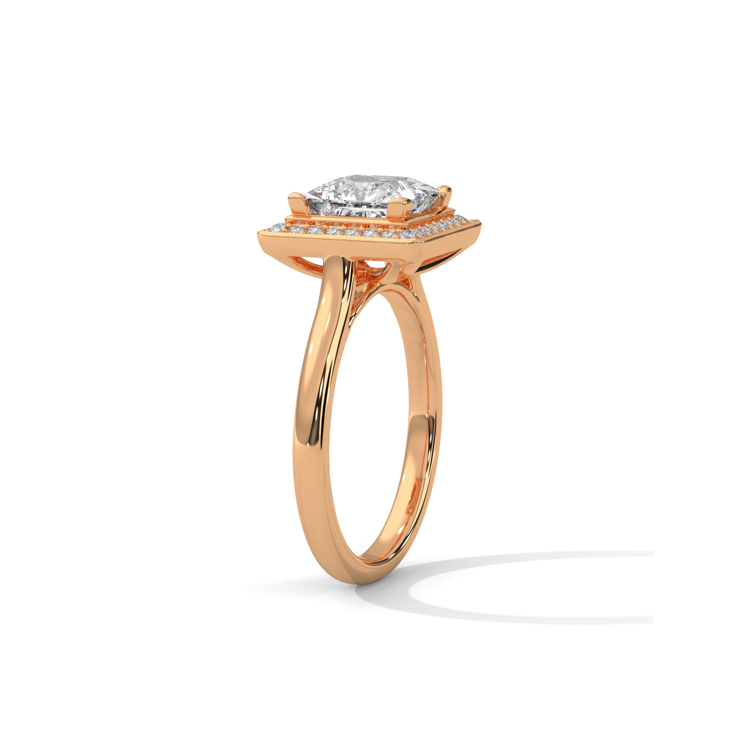 Princess Halo Engagement Ring 18K Rose Gold | Lab Grown Diamond