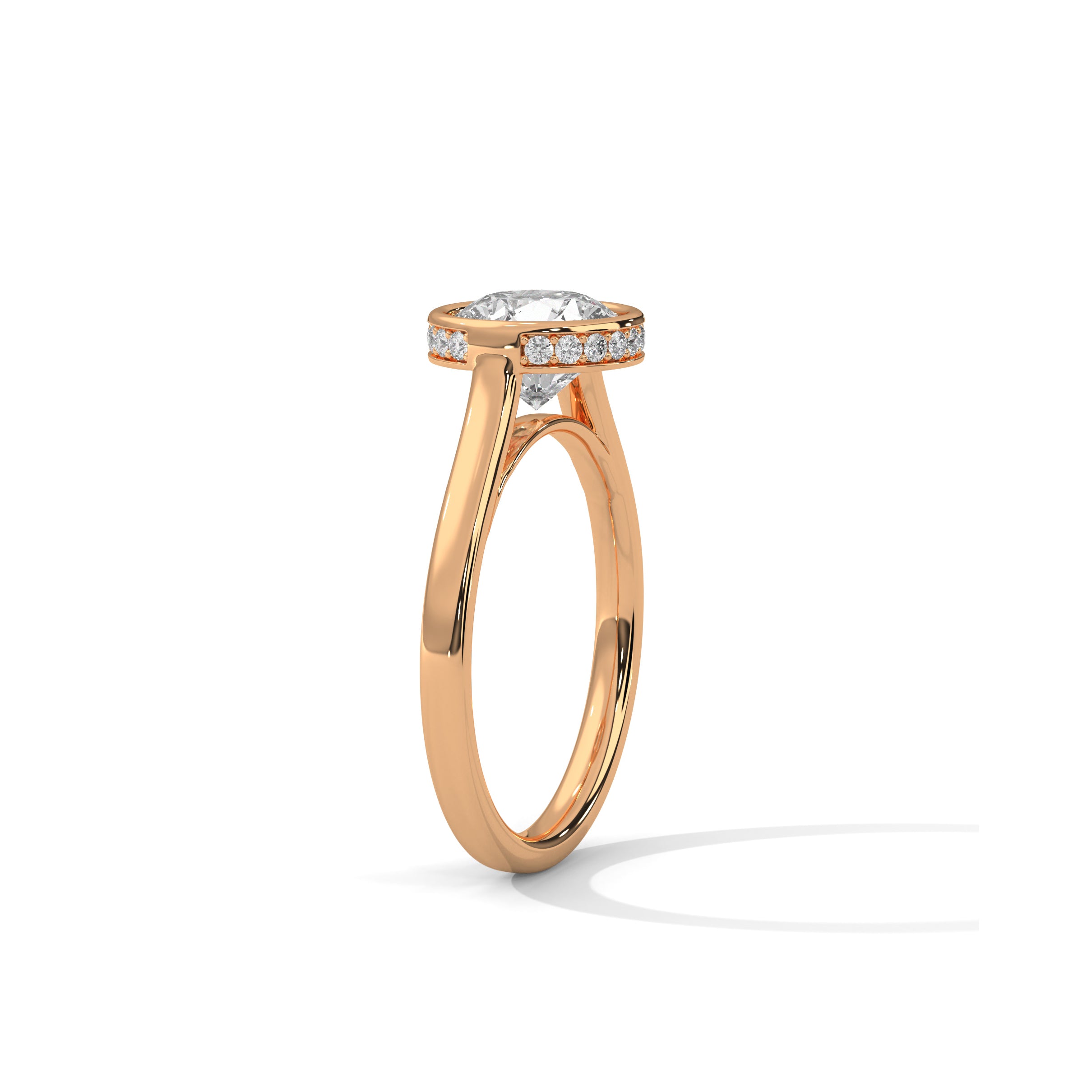 Bezel Set Engagement Ring 18K Rose Gold | Lab Grown Diamond