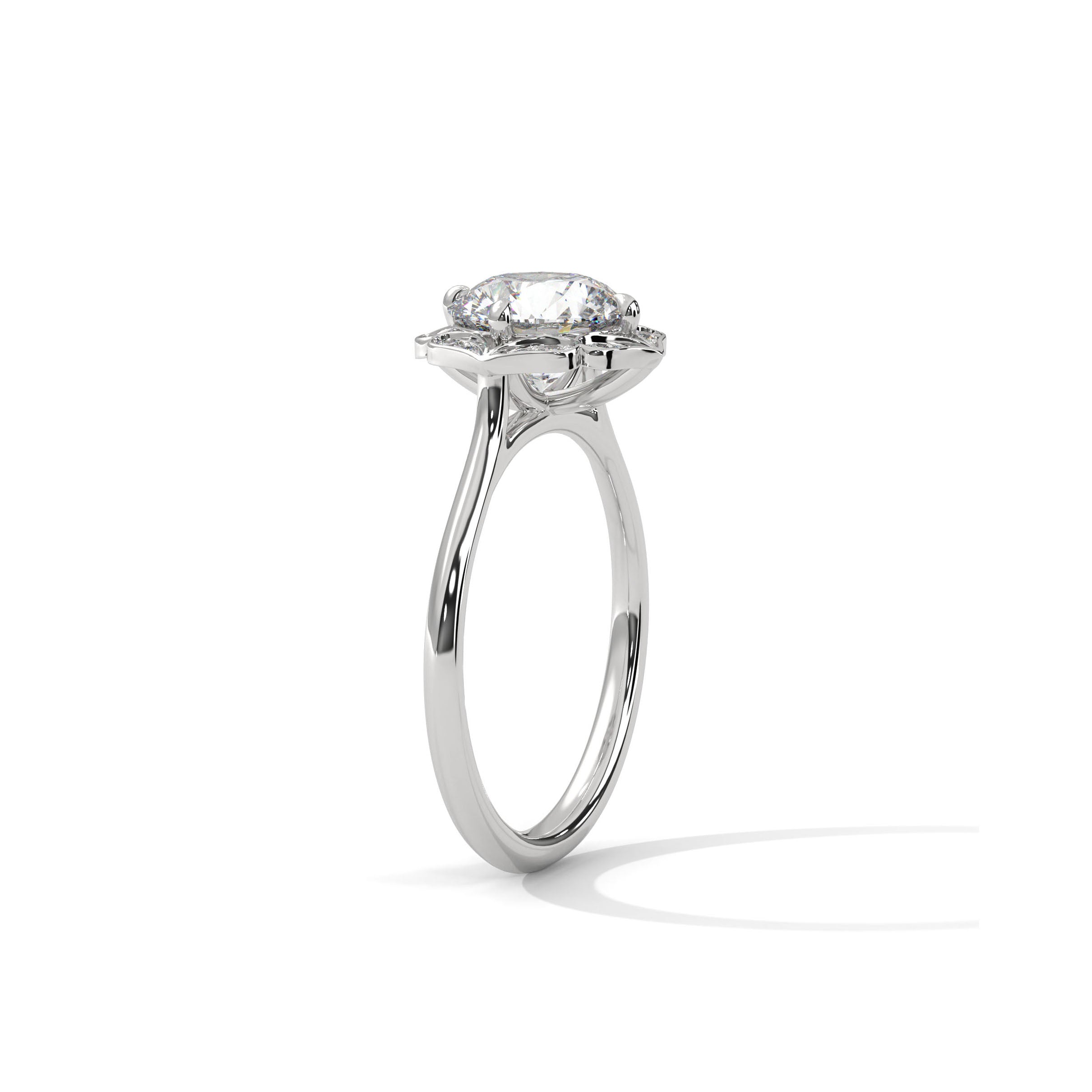 Flower Engagement Ring Platinum | Lab Grown Diamond