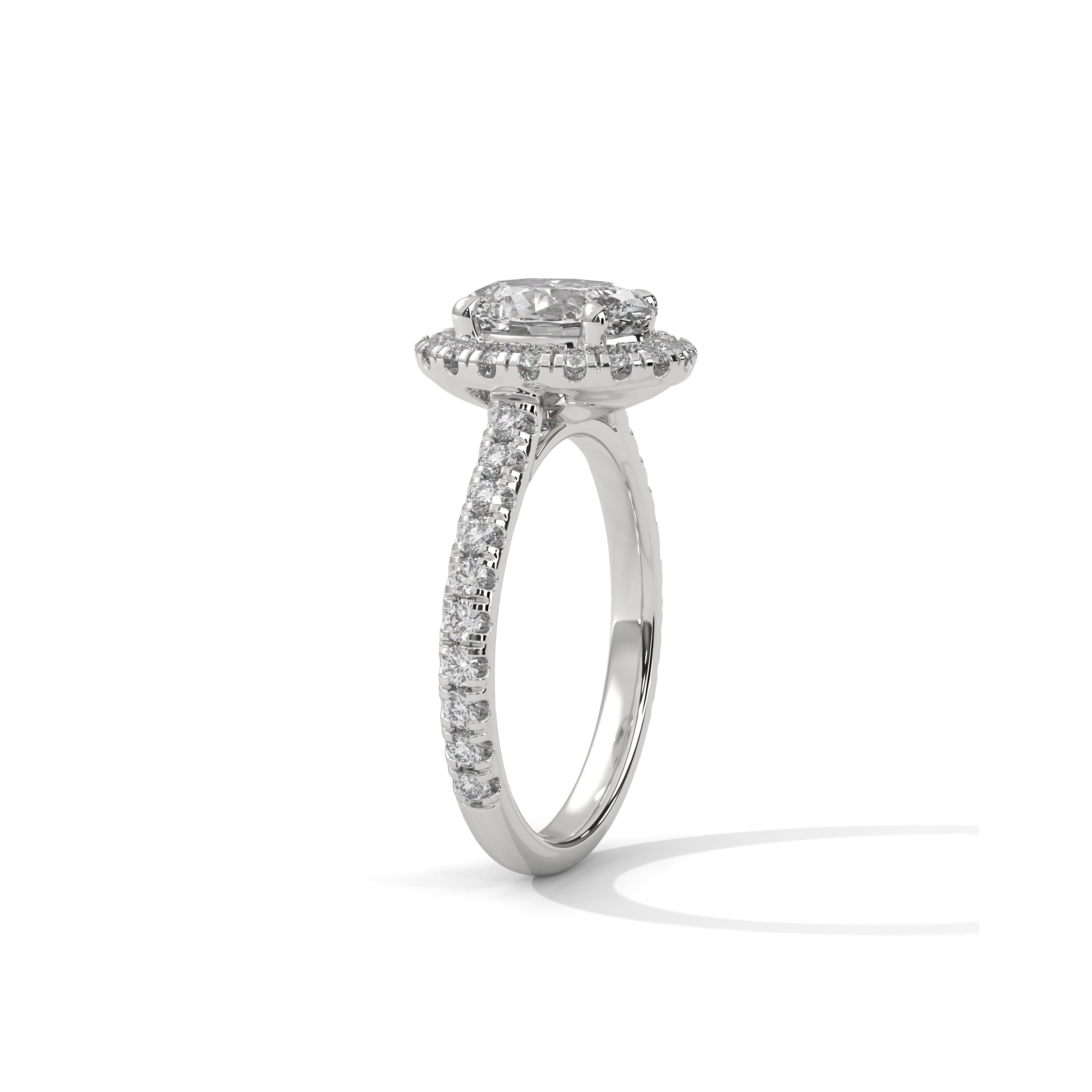 Oval Halo Engagement Ring with Pave Platinum | Lab Grown Diamond