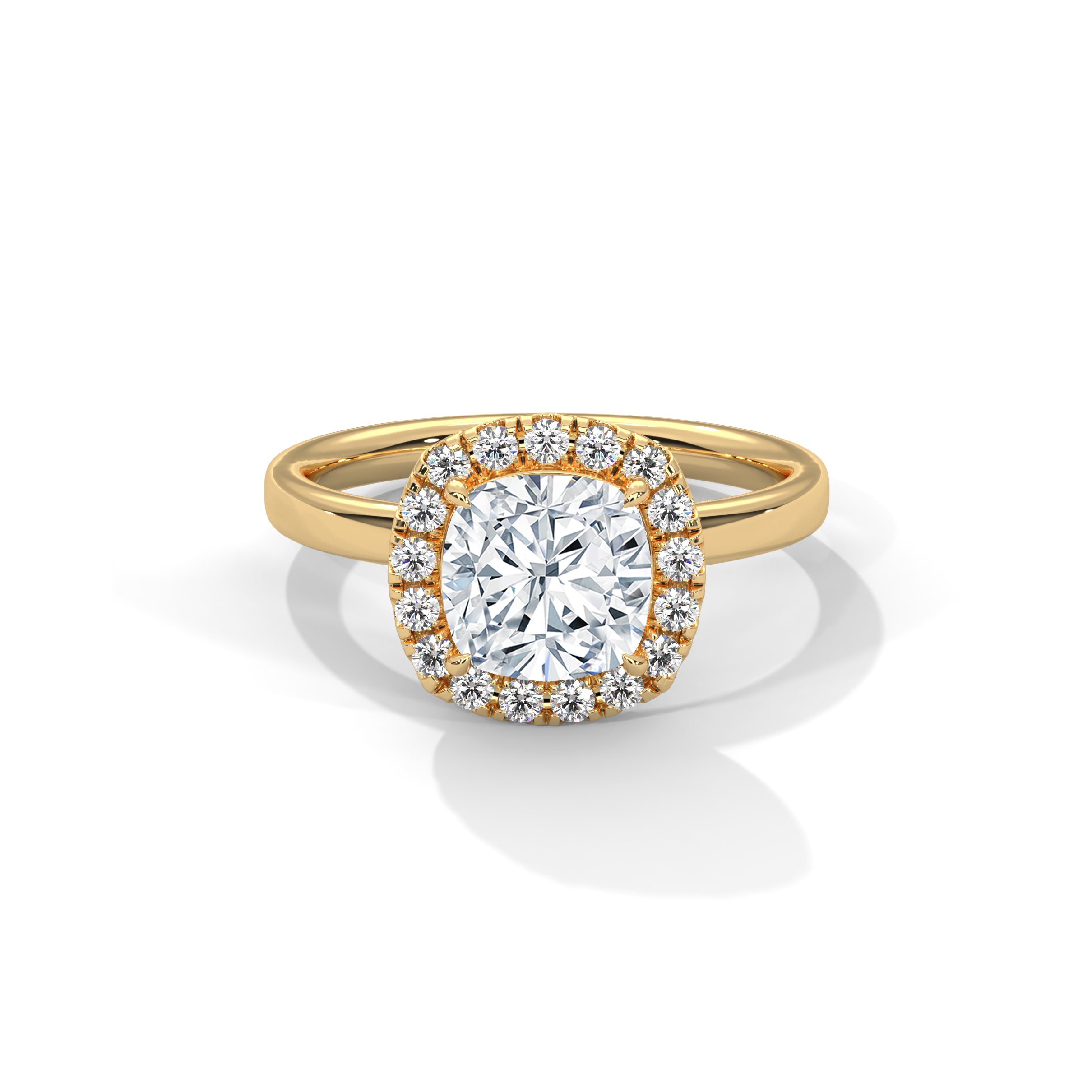 Cushion Halo Solitaire Engagement Ring 18K | Lab Grown Diamond