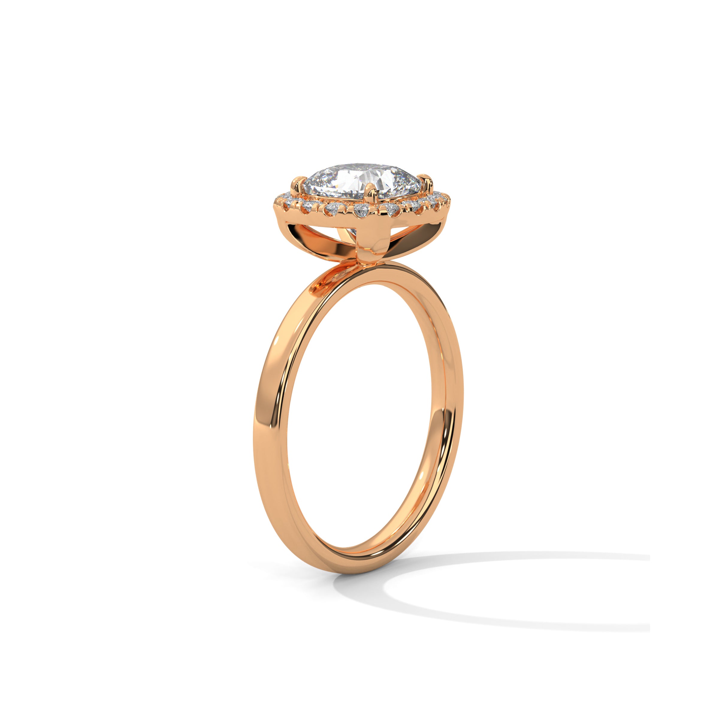 Cushion Halo Solitaire Engagement Ring 18K Rose Gold | Lab Grown Diamond