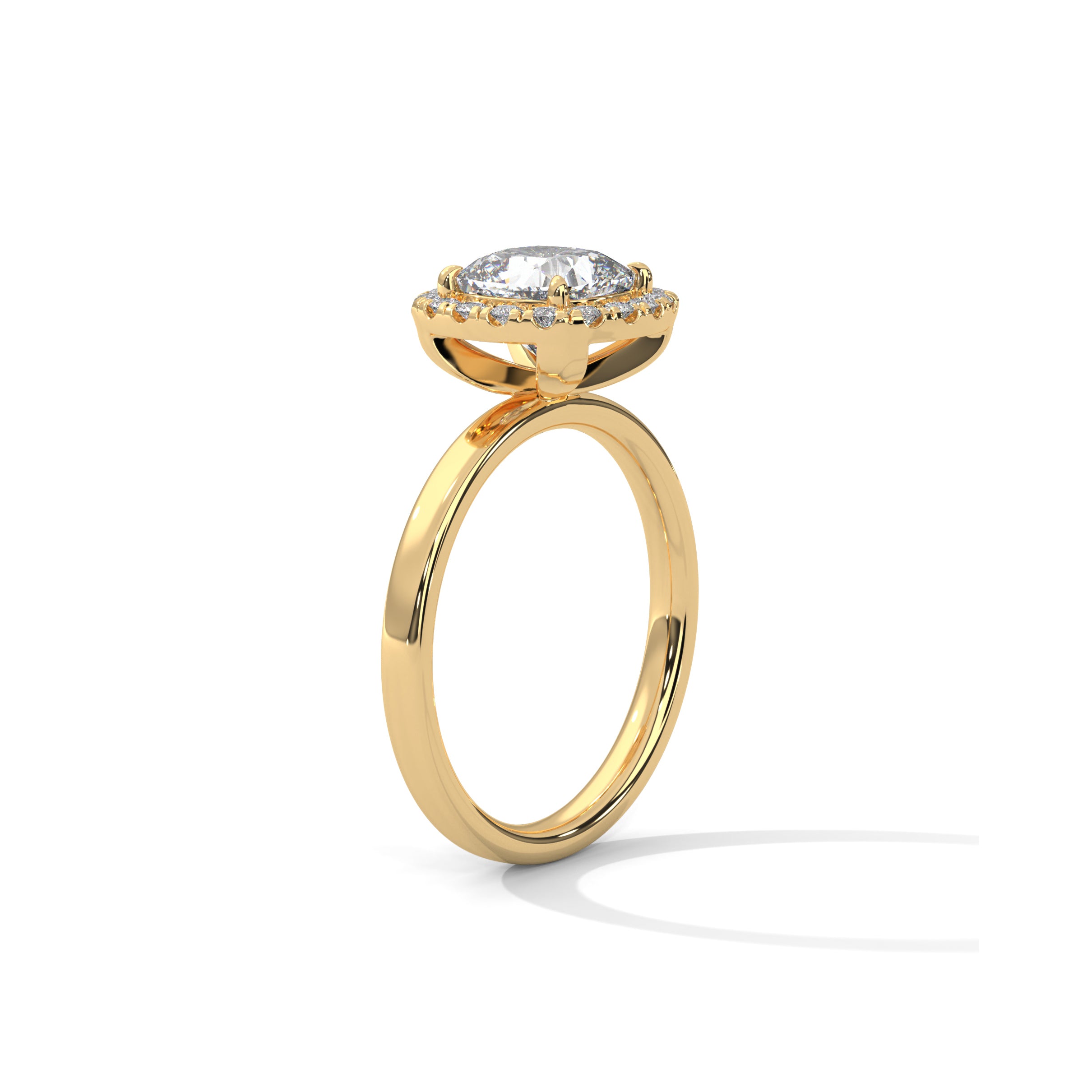 Cushion Halo Solitaire Engagement Ring 18K | Lab Grown Diamond