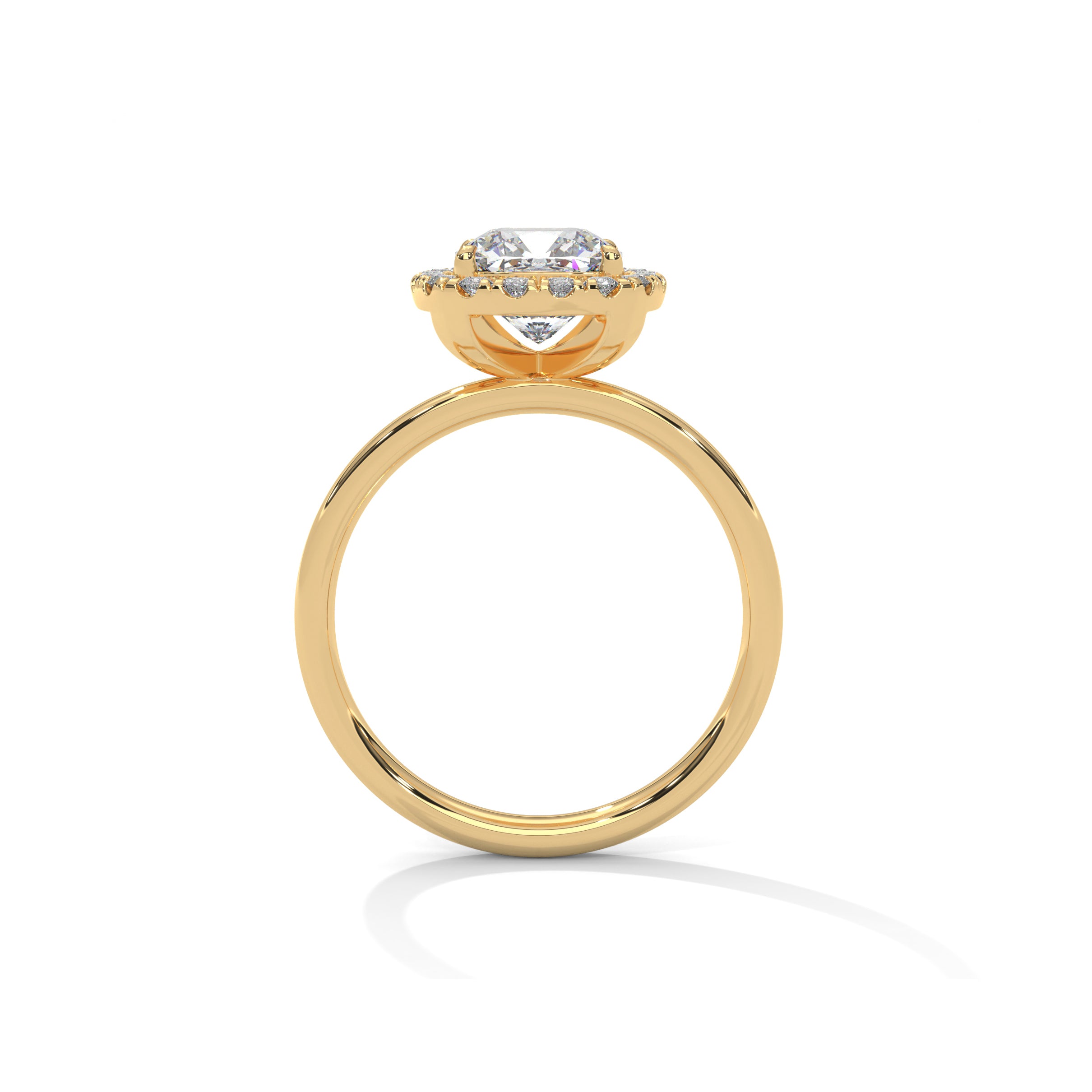 Cushion Halo Solitaire Engagement Ring 18K | Lab Grown Diamond