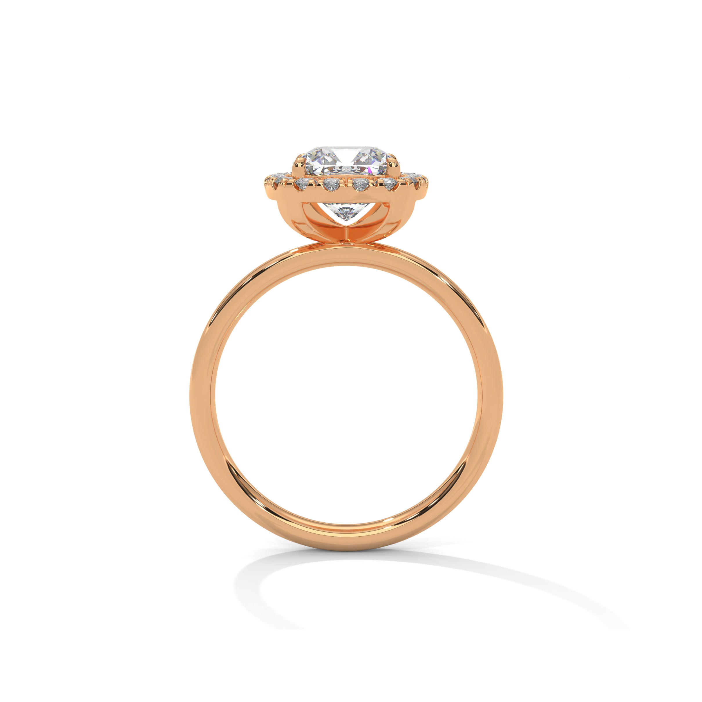 Cushion Halo Solitaire Engagement Ring 18K Rose Gold | Lab Grown Diamond