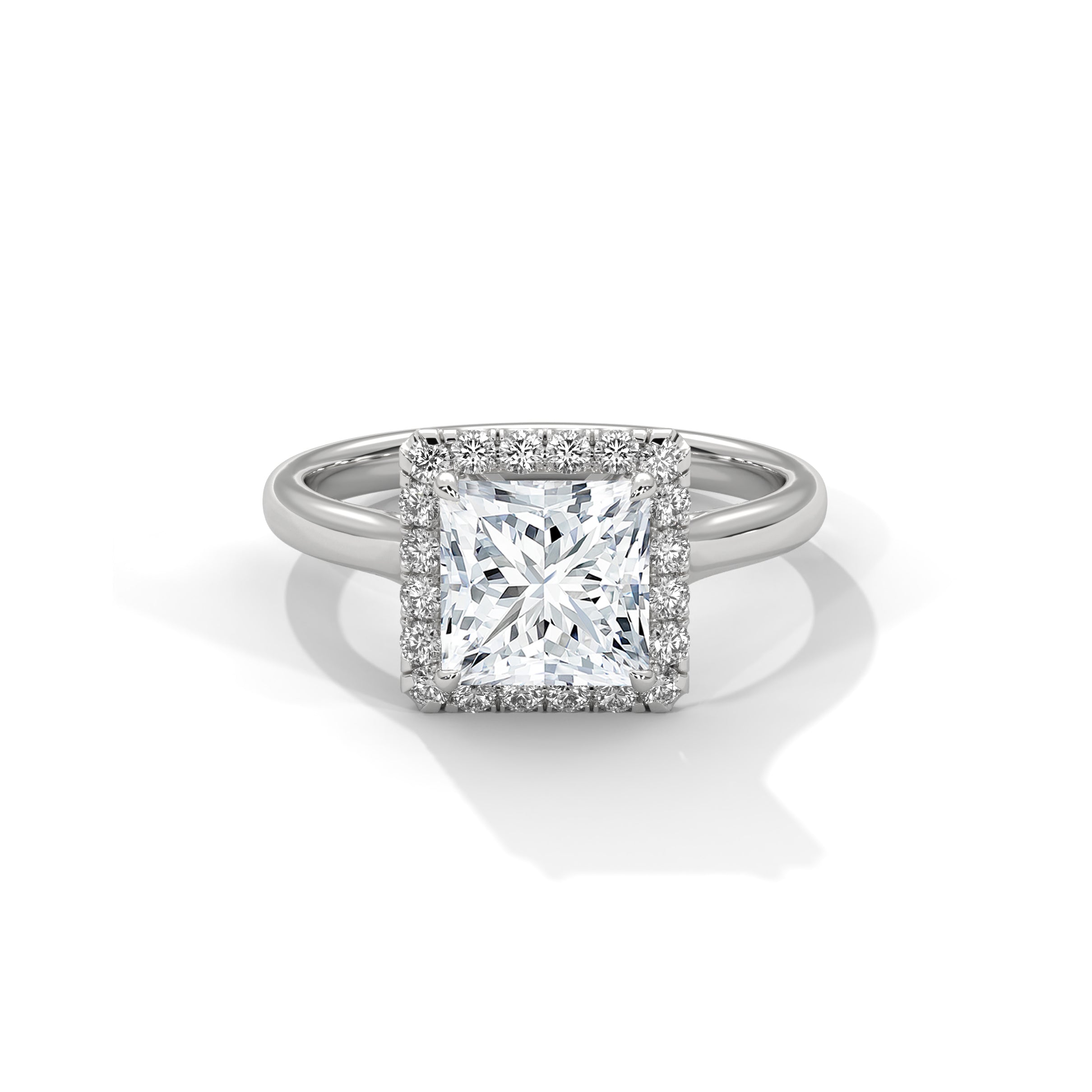 Princess Halo Cathedral Engagement Ring Platinum | Lab Grown Diamond