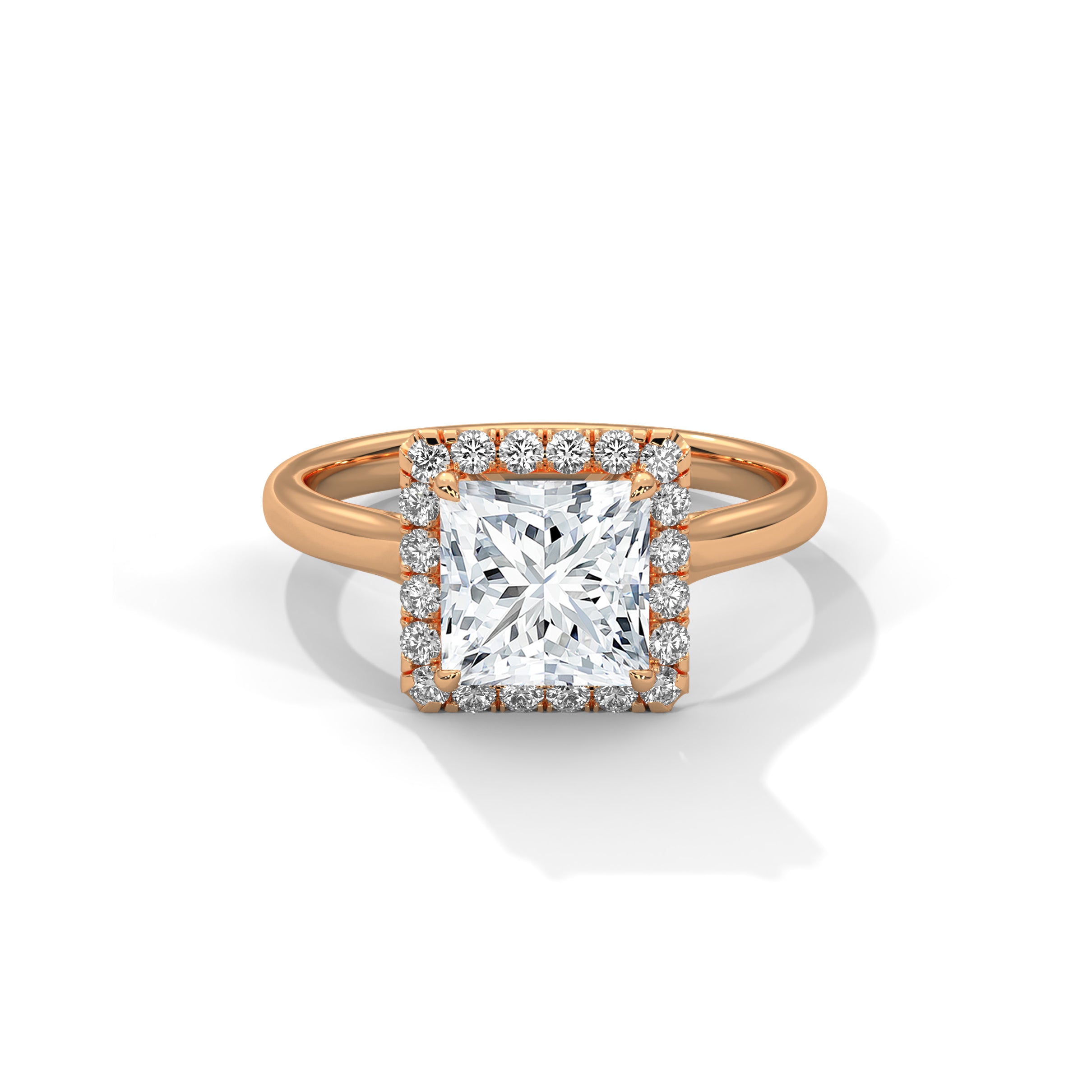 Princess Halo Cathedral Engagement Ring 18K Rose Gold | Lab Grown Diamond