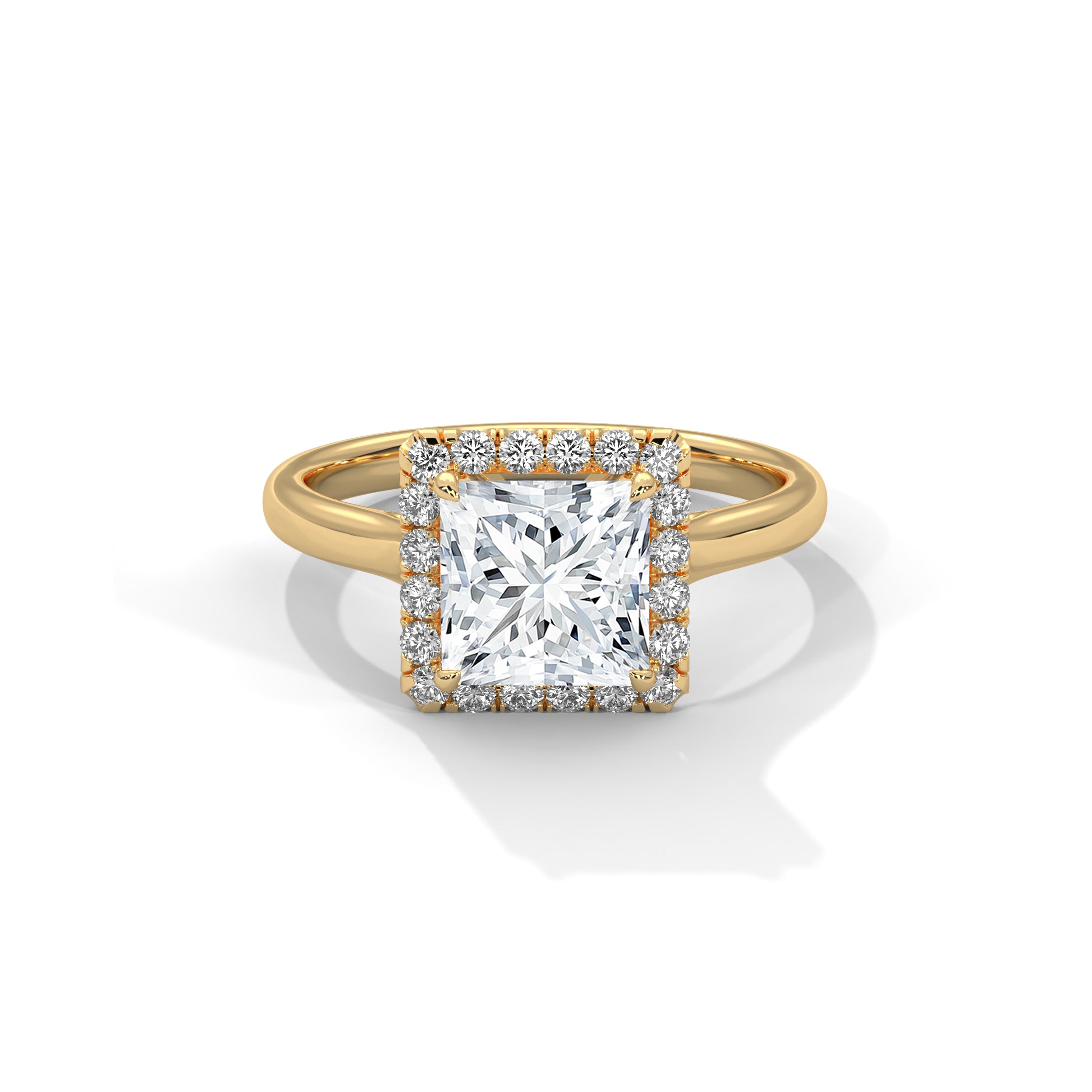 Princess Halo Cathedral Engagement Ring 18K | Lab Grown Diamond