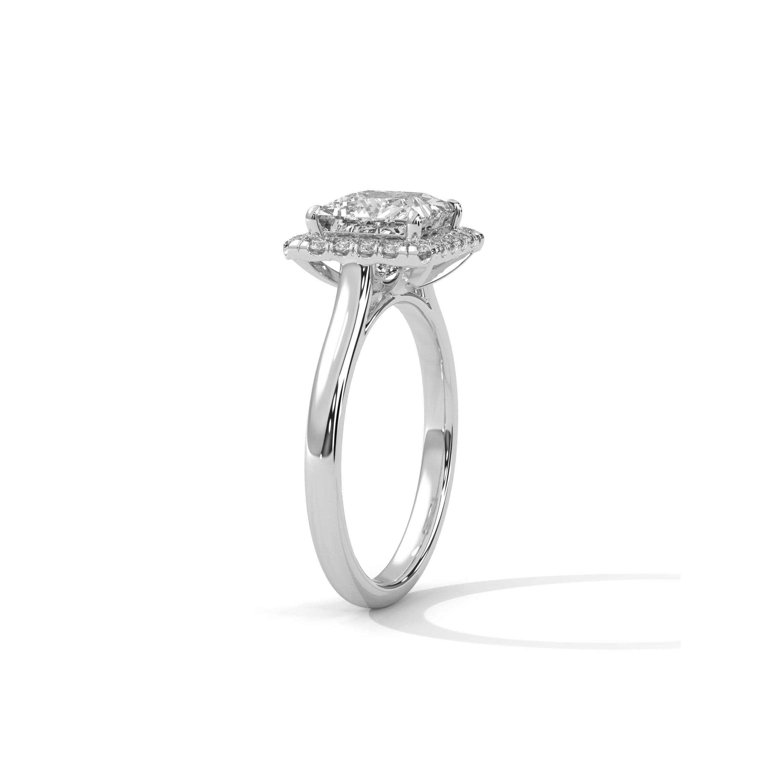 Princess Halo Cathedral Engagement Ring Platinum | Lab Grown Diamond