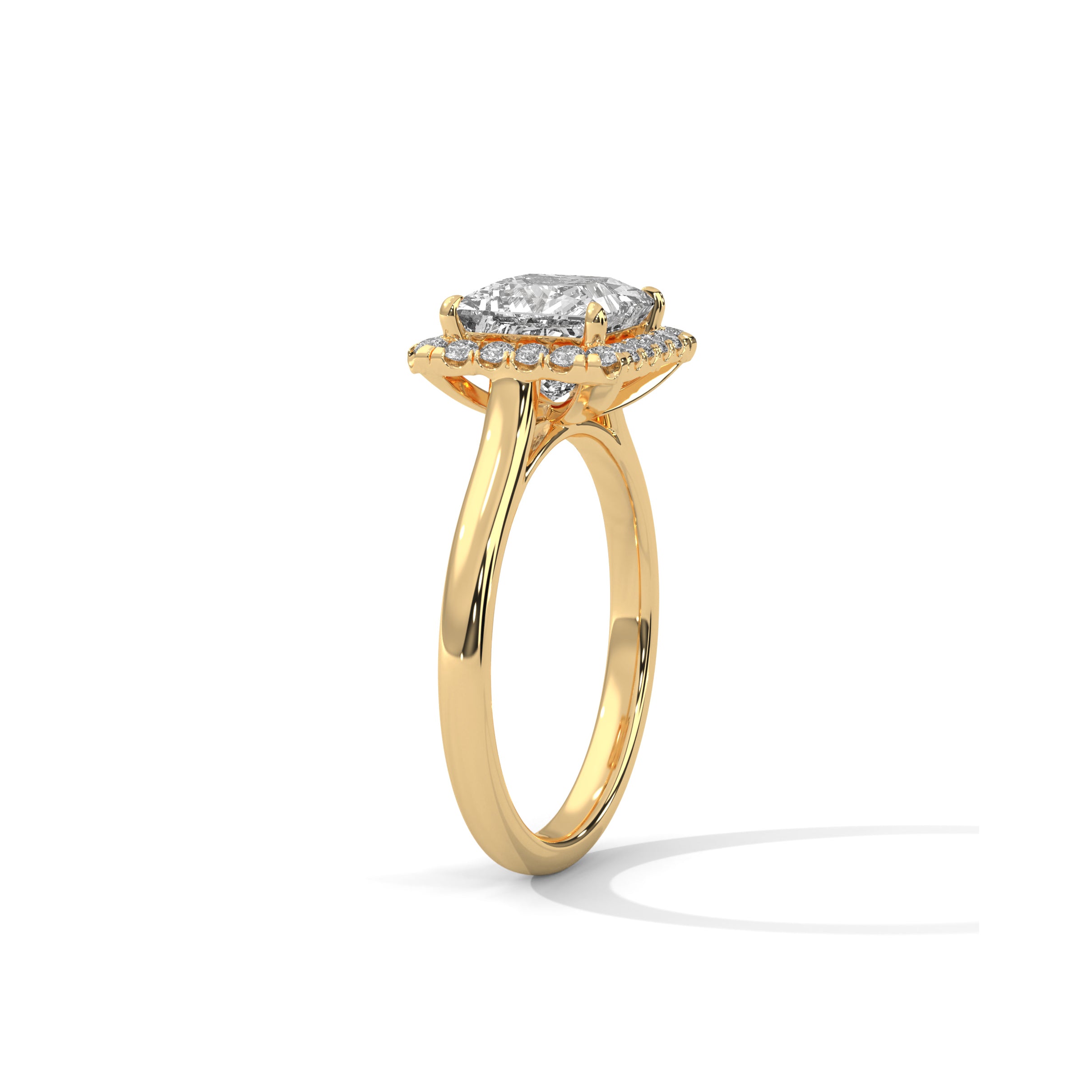 Princess Halo Cathedral Engagement Ring 18K | Lab Grown Diamond