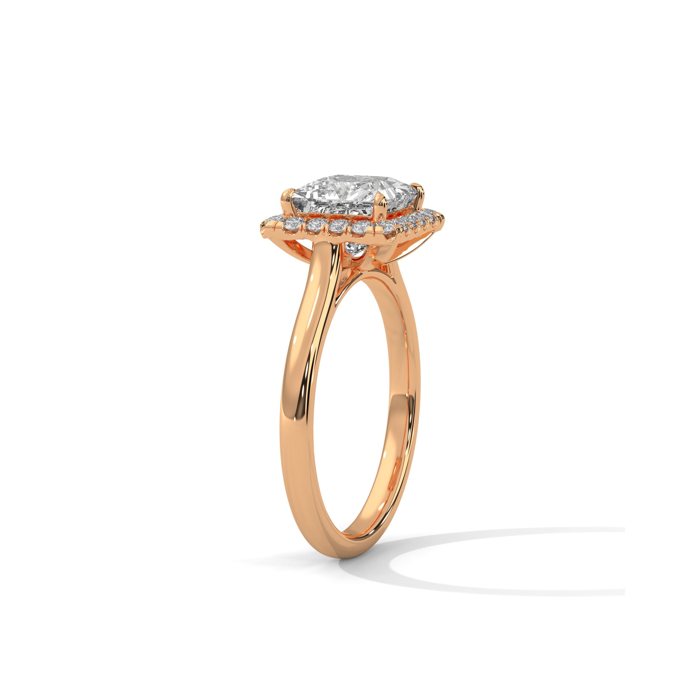 Princess Halo Cathedral Engagement Ring 18K Rose Gold | Lab Grown Diamond