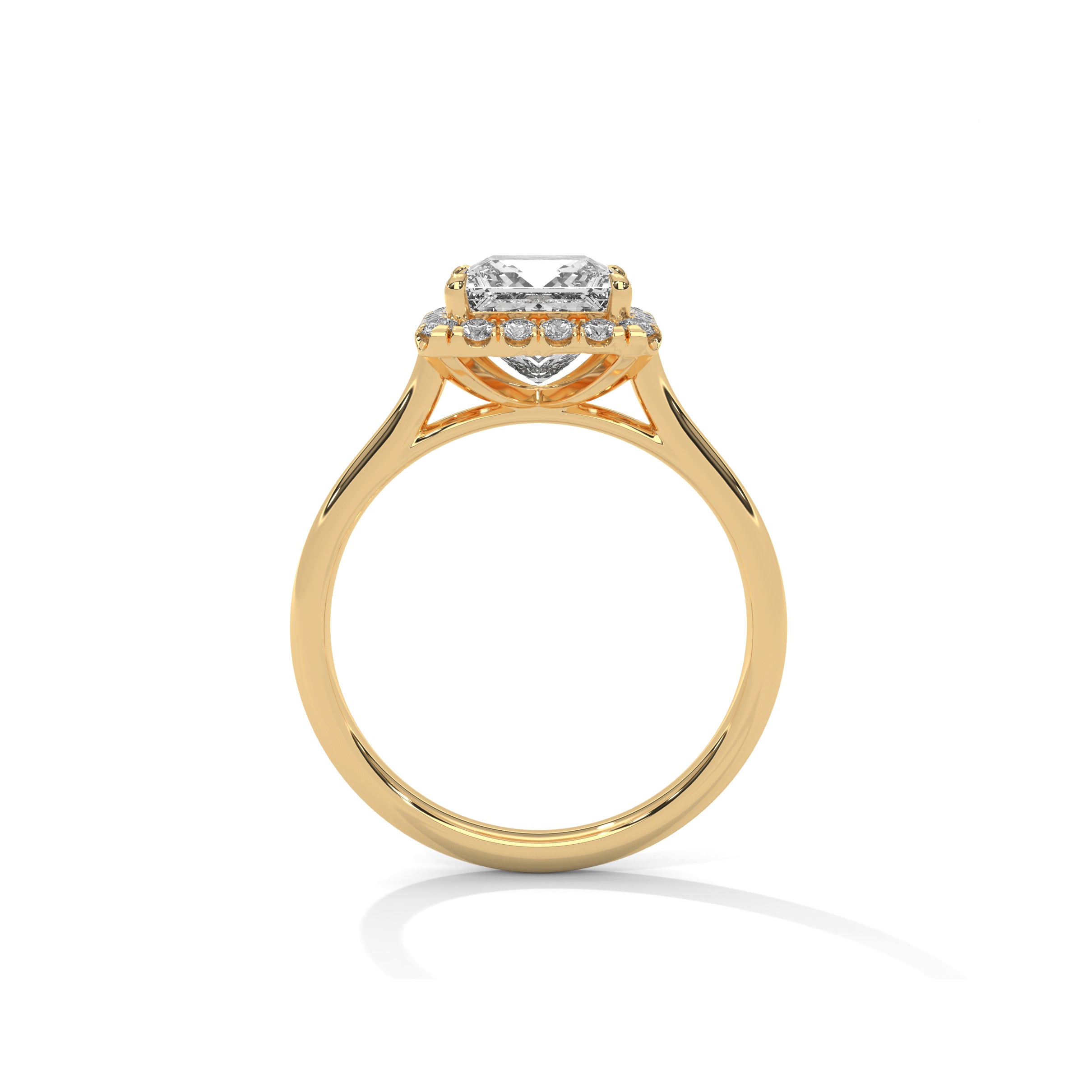 Princess Halo Cathedral Engagement Ring 18K | Lab Grown Diamond