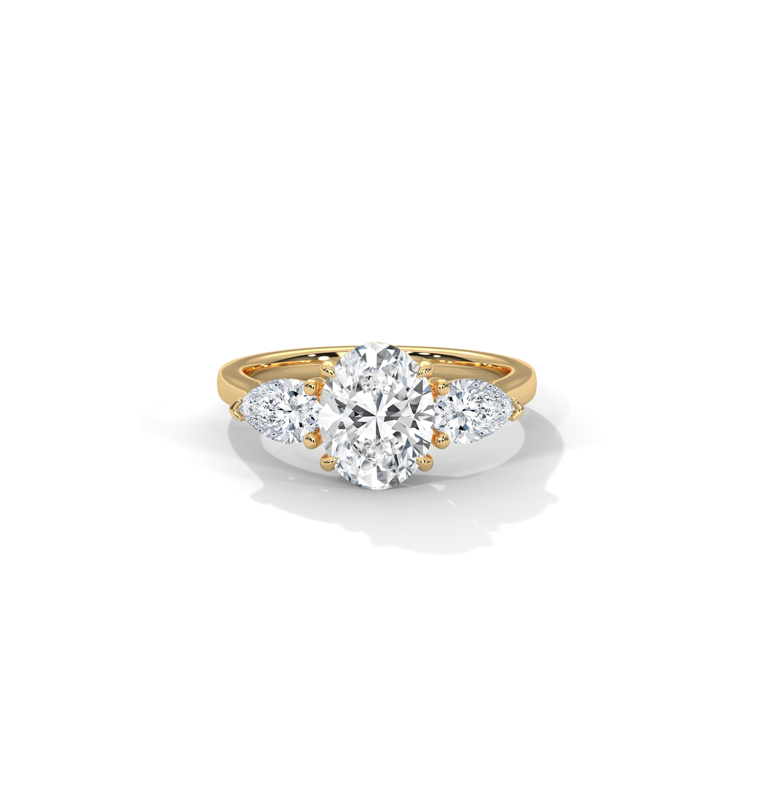 Oval Three Stone Engagement Ring with Pears 18K | Lab Grown Diamond