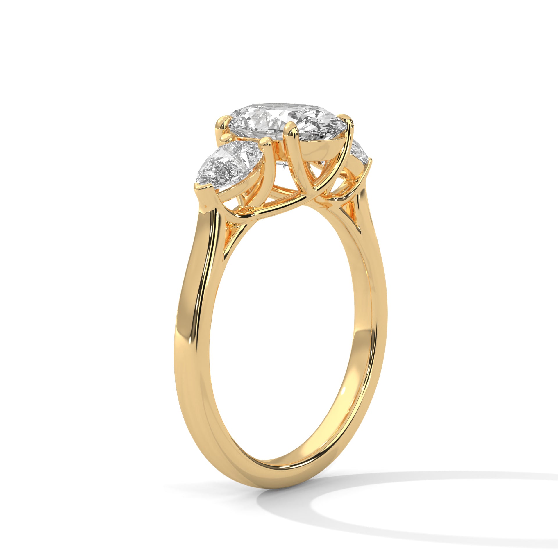 Oval Three Stone Engagement Ring with Pears 18K | Lab Grown Diamond