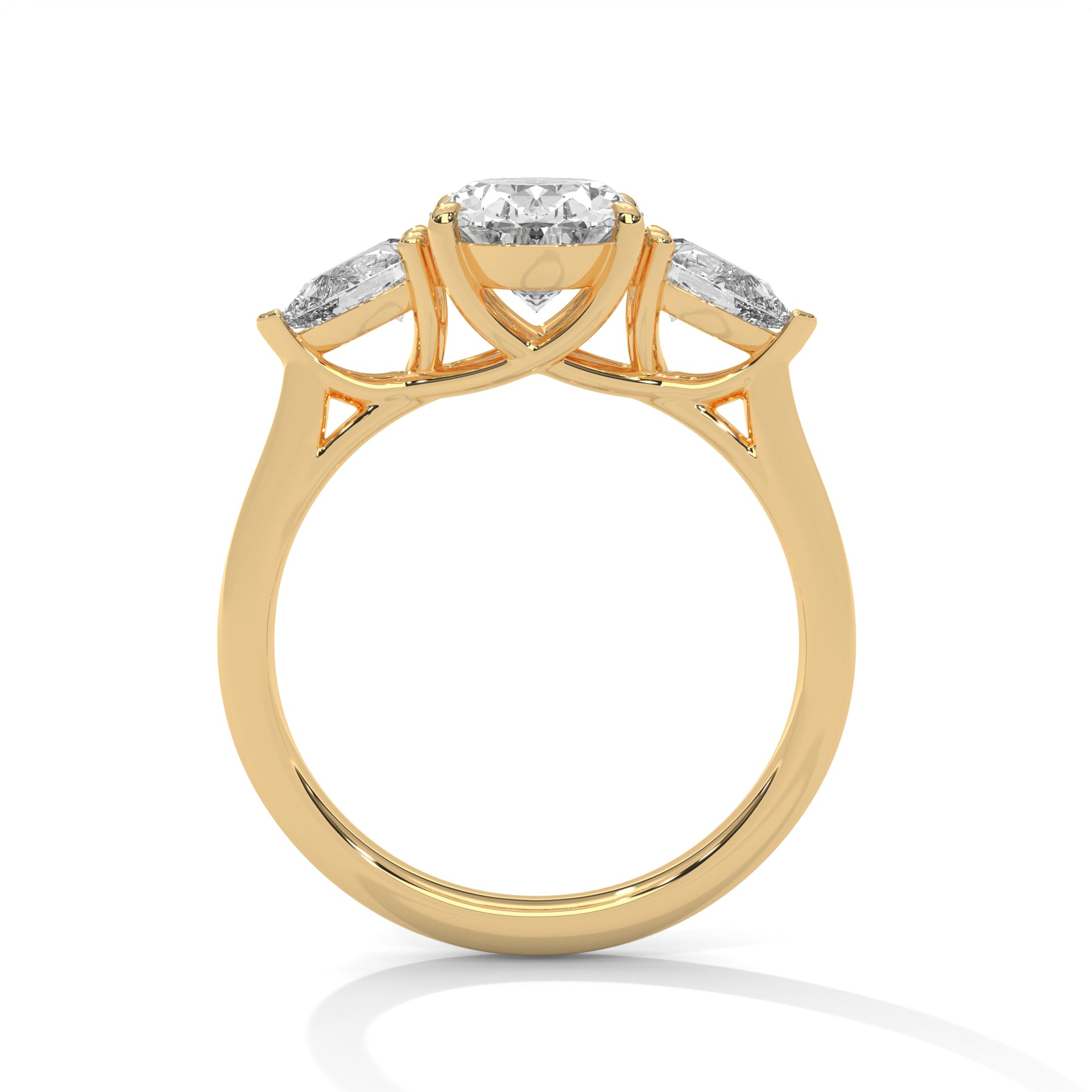 Oval Three Stone Engagement Ring with Pears 18K | Lab Grown Diamond