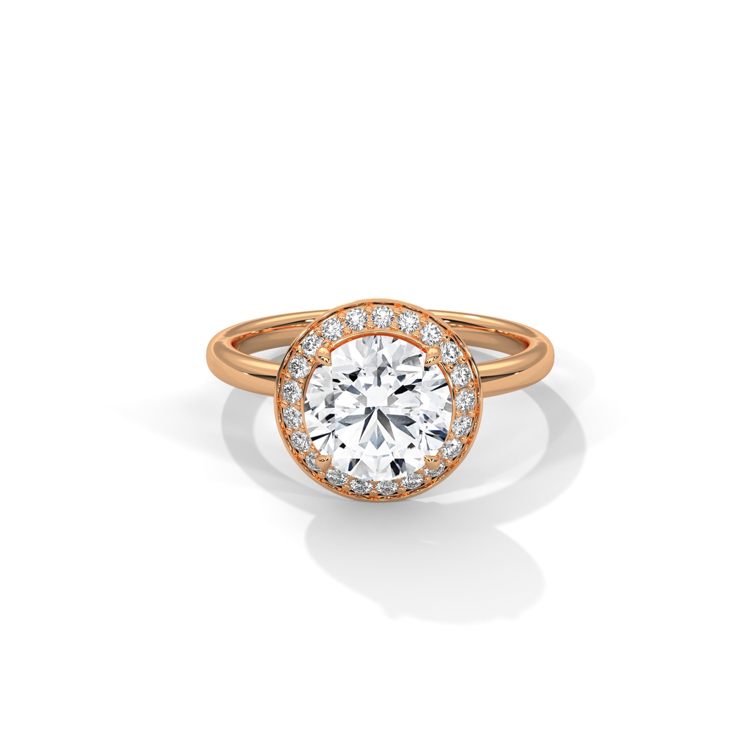 Halo Solitaire Engagement Ring 18K Rose Gold | Lab Grown Diamond