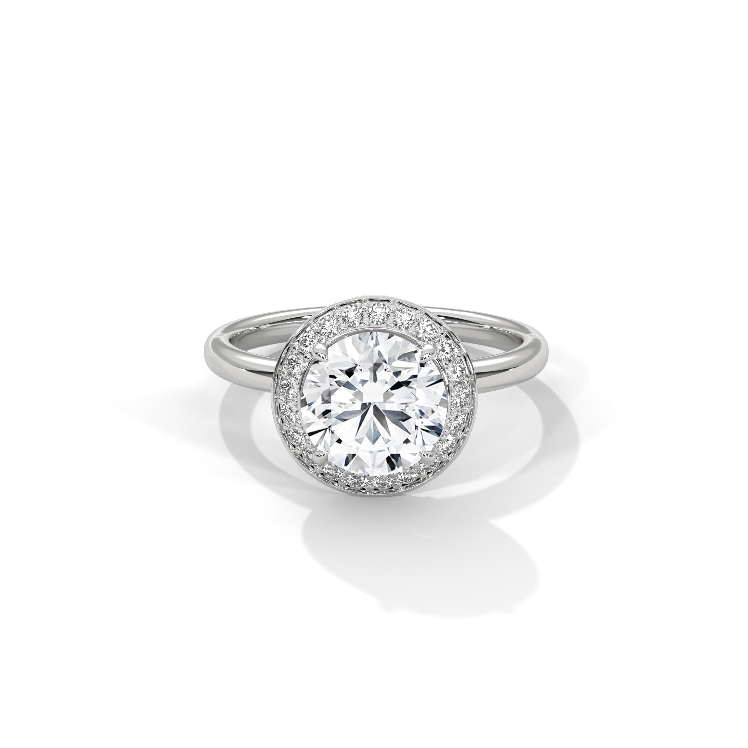 Halo Solitaire Engagement Ring Platinum | Lab Grown Diamond