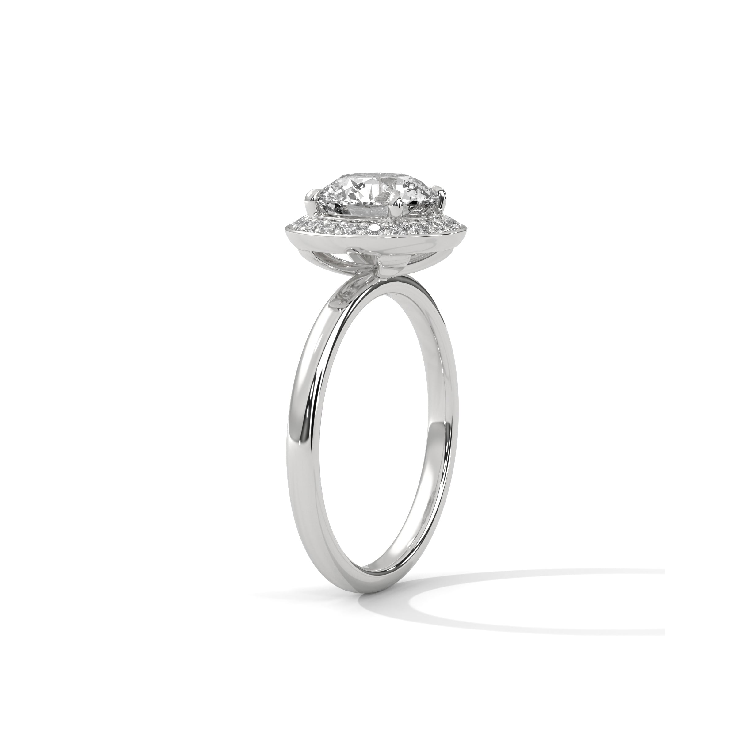 Halo Solitaire Engagement Ring Platinum | Lab Grown Diamond