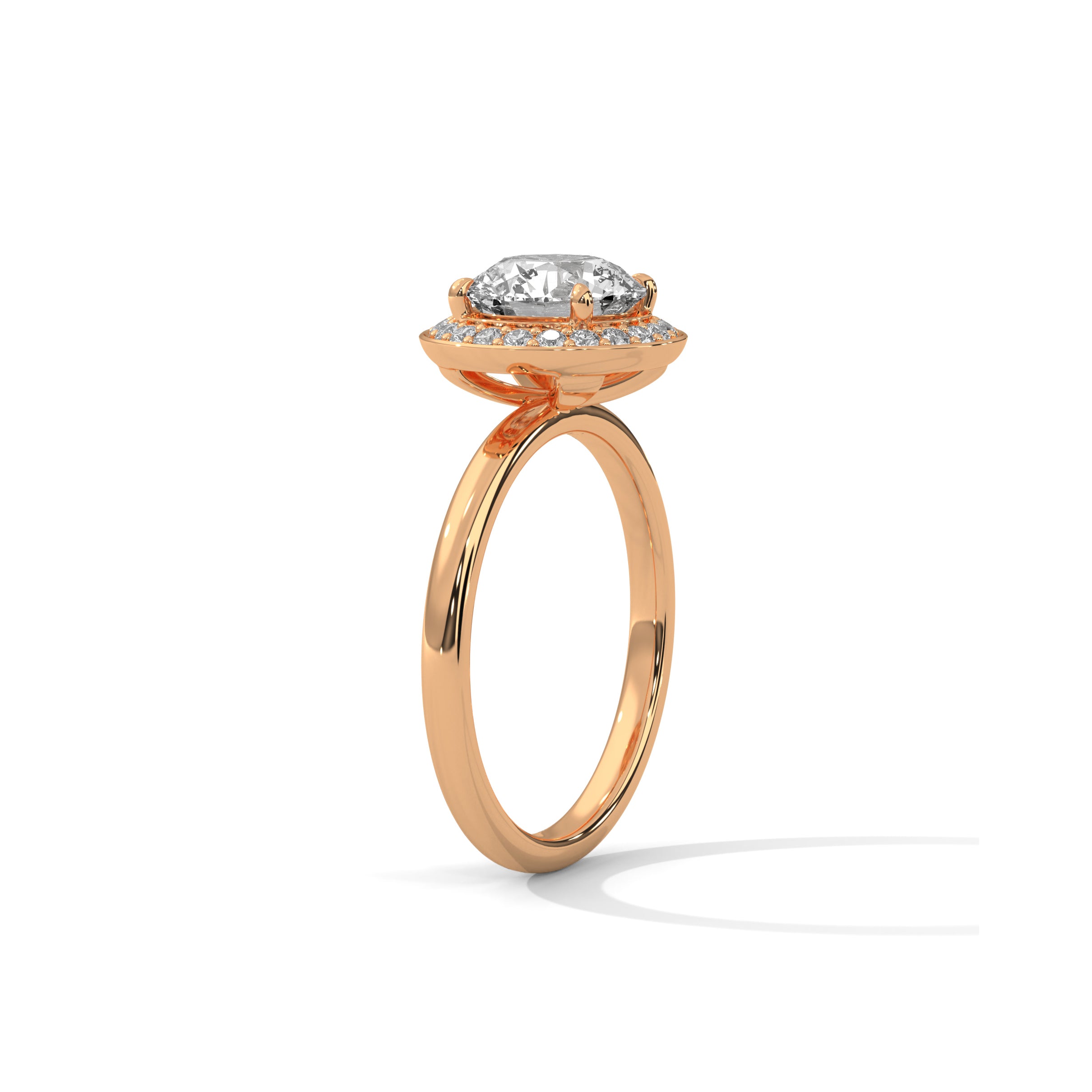 Halo Solitaire Engagement Ring 18K Rose Gold | Lab Grown Diamond