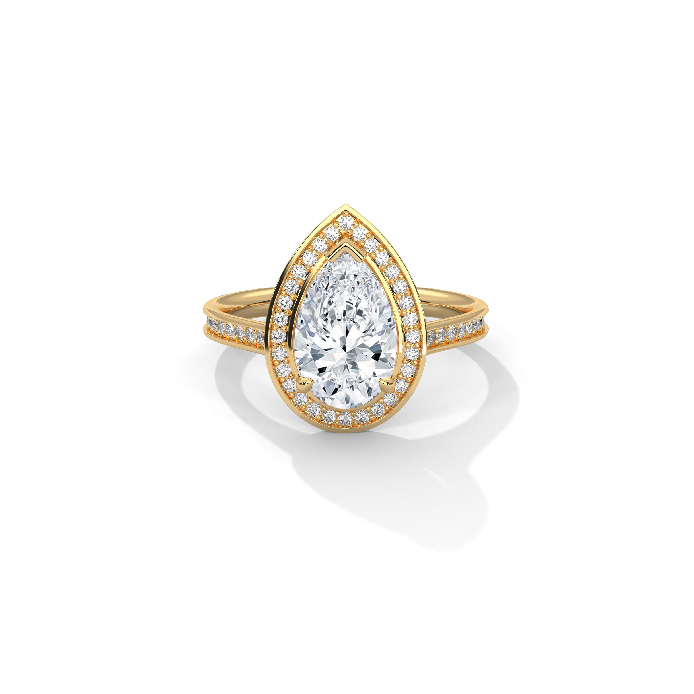 Pear Halo Engagement Ring with Pave 18K | Lab Grown Diamond