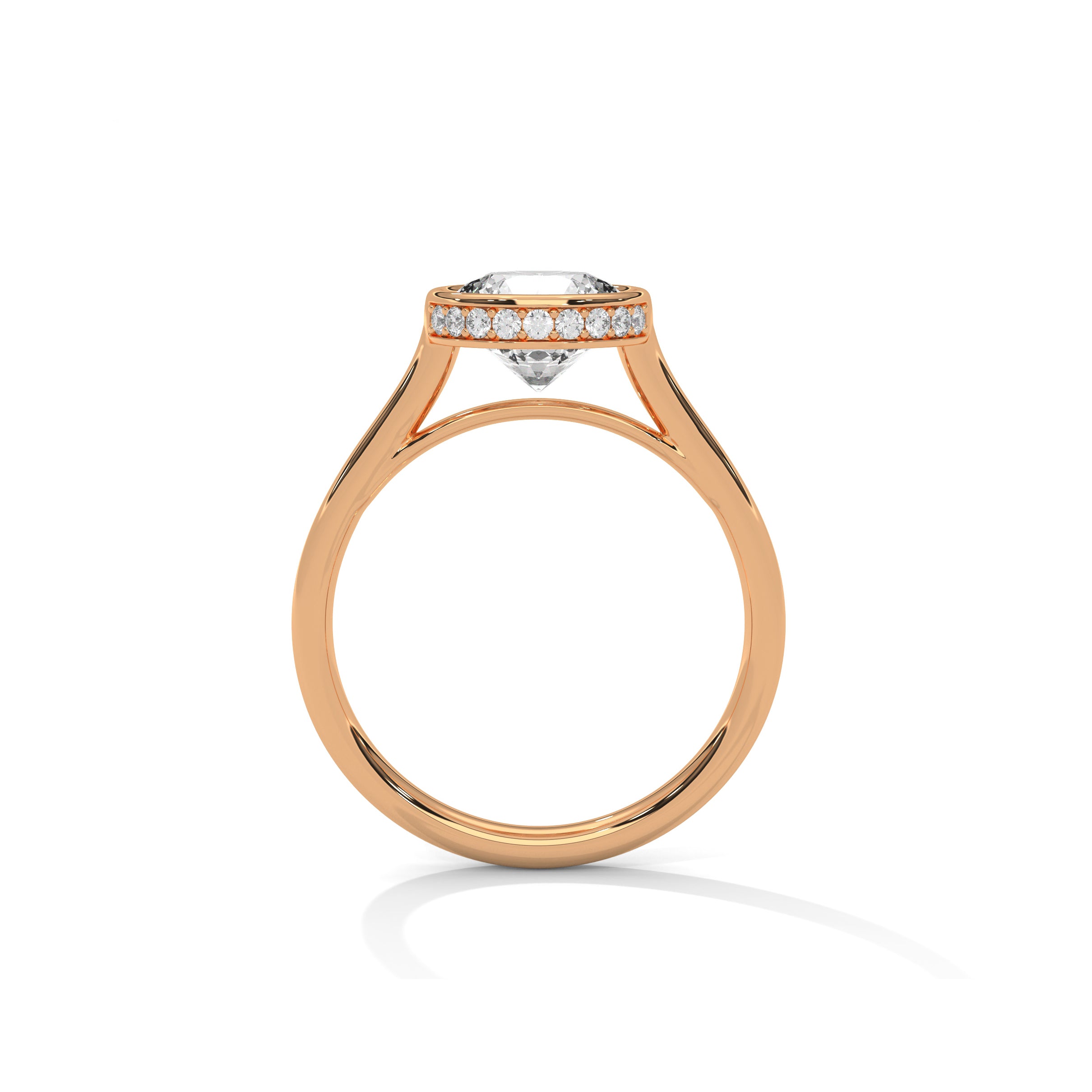 Bezel Set Engagement Ring 18K Rose Gold | Lab Grown Diamond