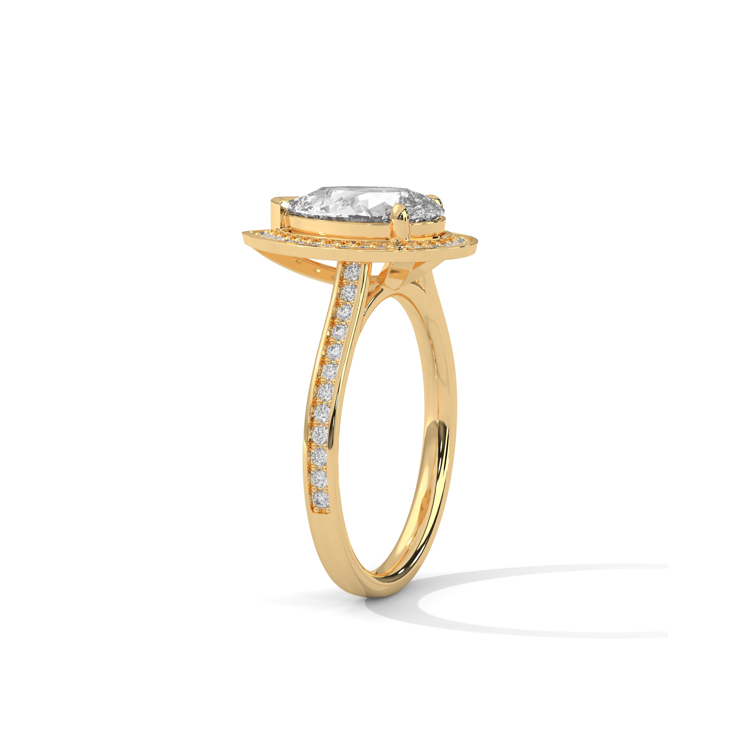 Pear Halo Engagement Ring with Pave 18K | Lab Grown Diamond