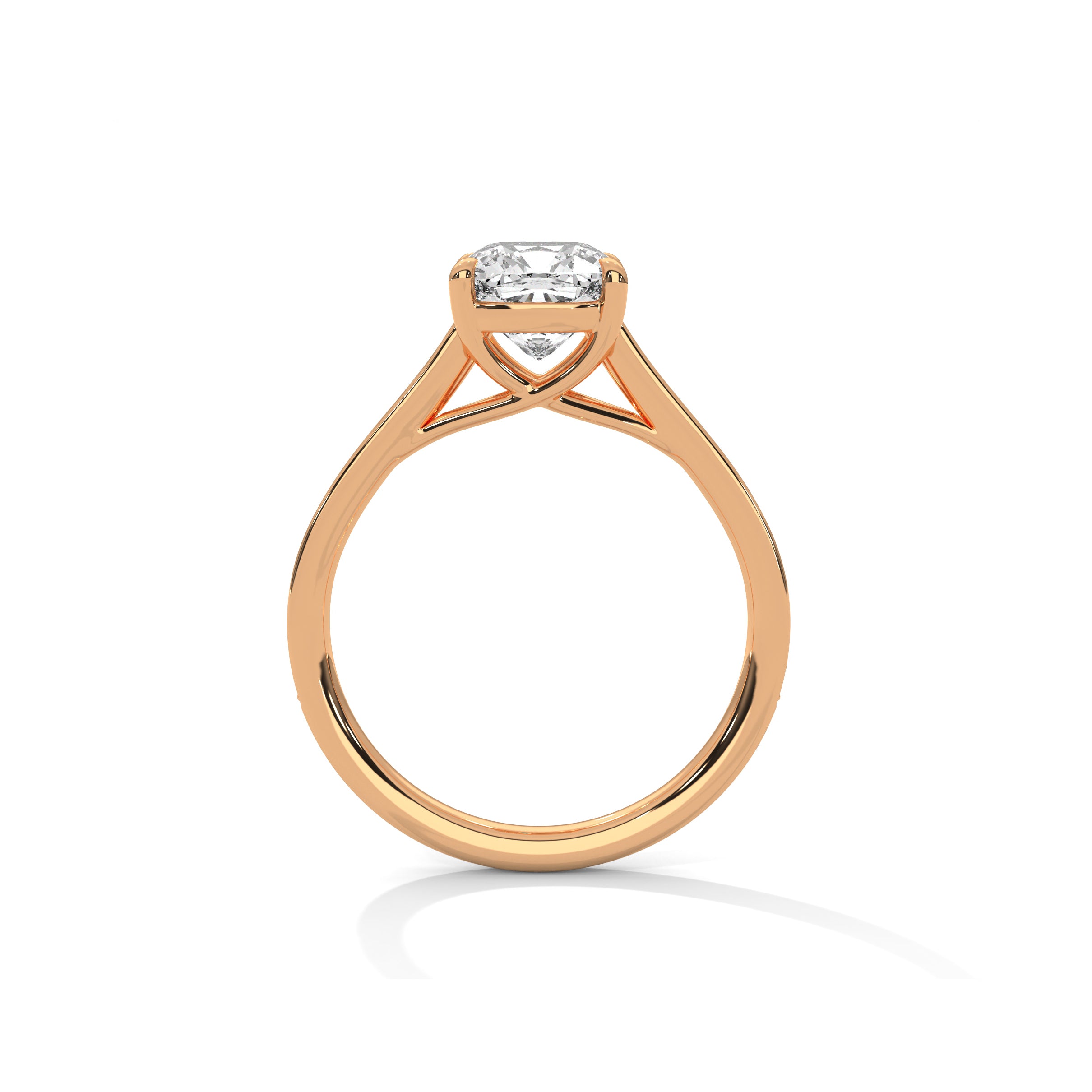 Cushion Engagement Ring with Pave 18K Rose Gold | Lab Grown Diamond
