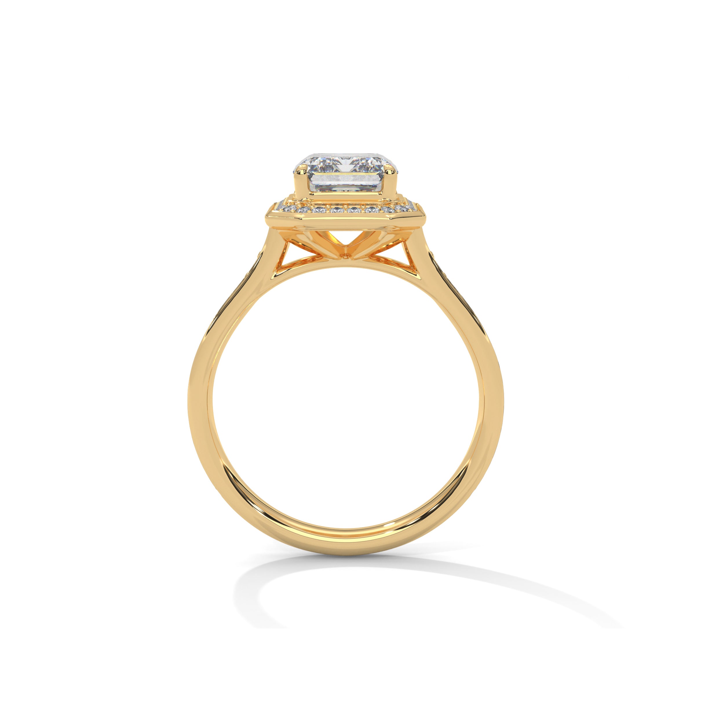 Emerald Halo Engagement Ring with Pave 18K | Lab Grown Diamond