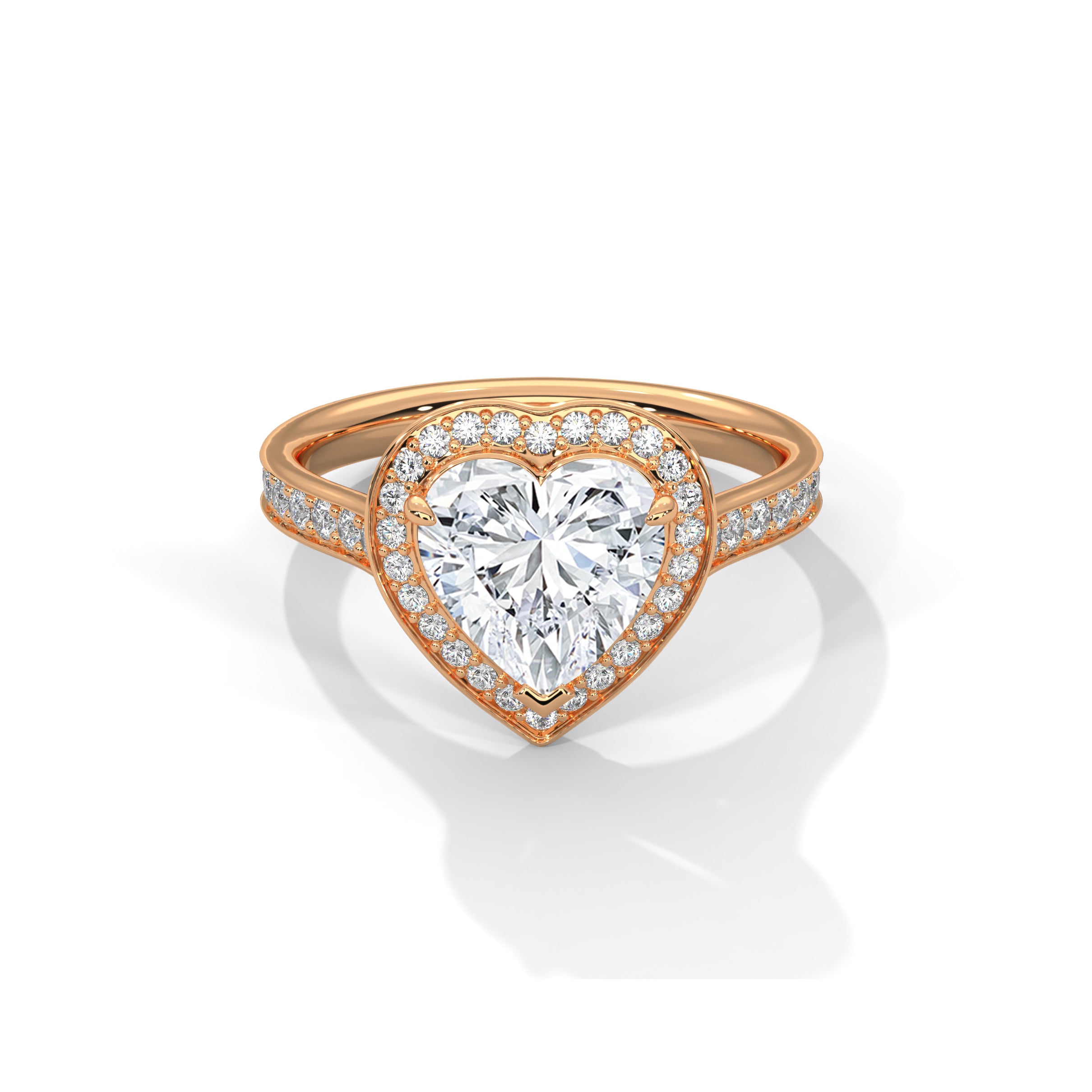Heart Halo Engagement Ring with Pave 18K Rose Gold | Lab Grown Diamond