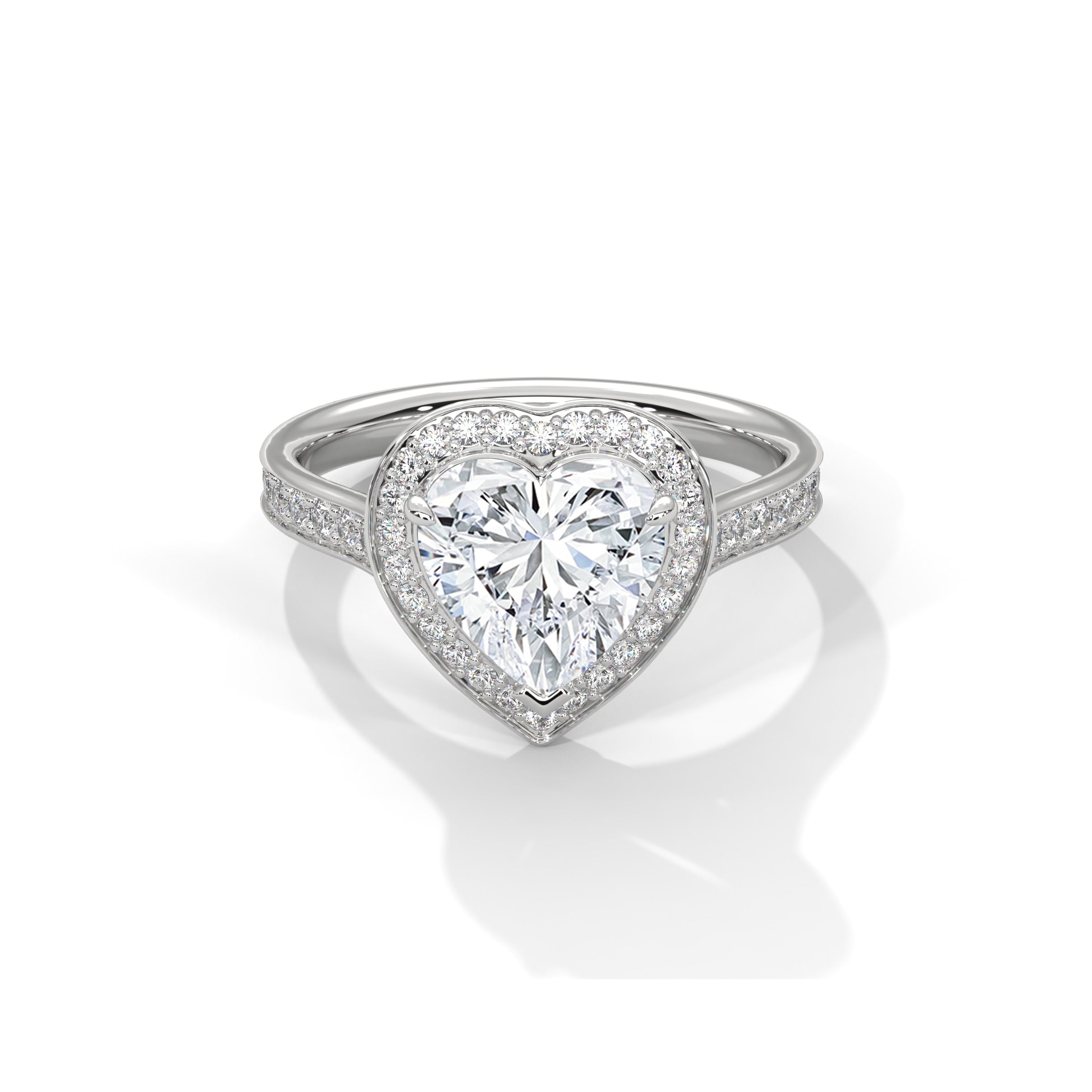 Heart Halo Engagement Ring with Pave Platinum | Lab Grown Diamond