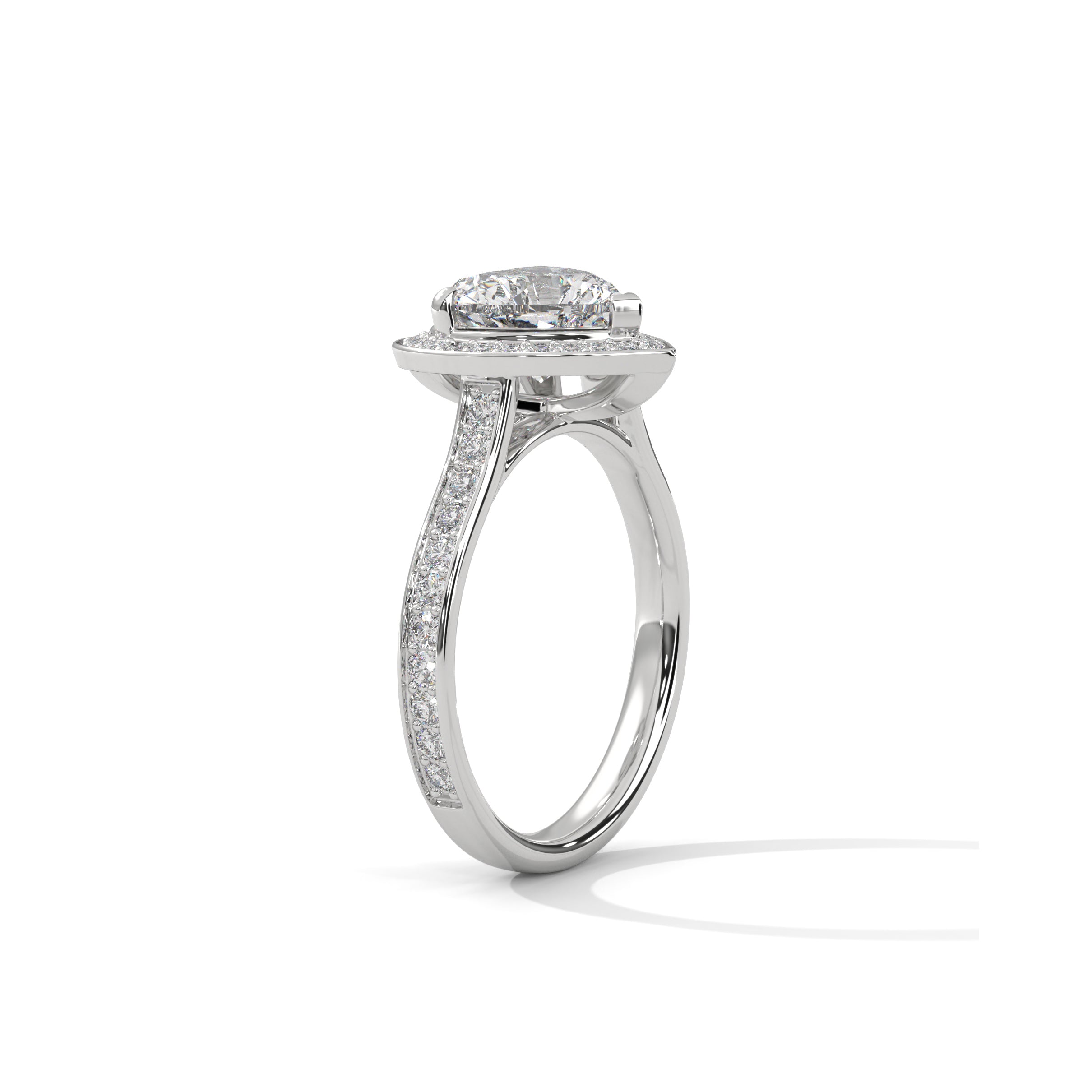 Heart Halo Engagement Ring with Pave Platinum | Lab Grown Diamond