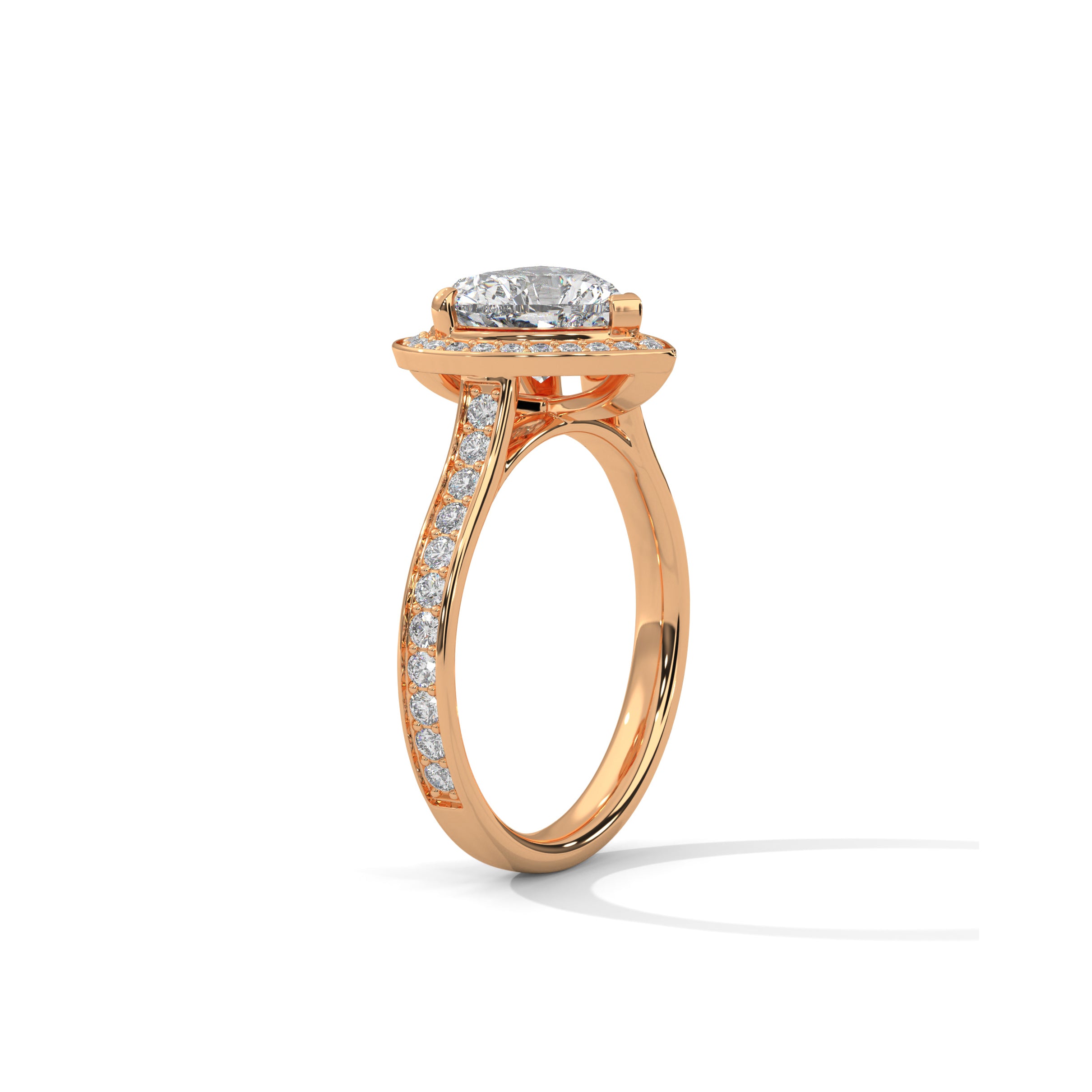 Heart Halo Engagement Ring with Pave 18K Rose Gold | Lab Grown Diamond