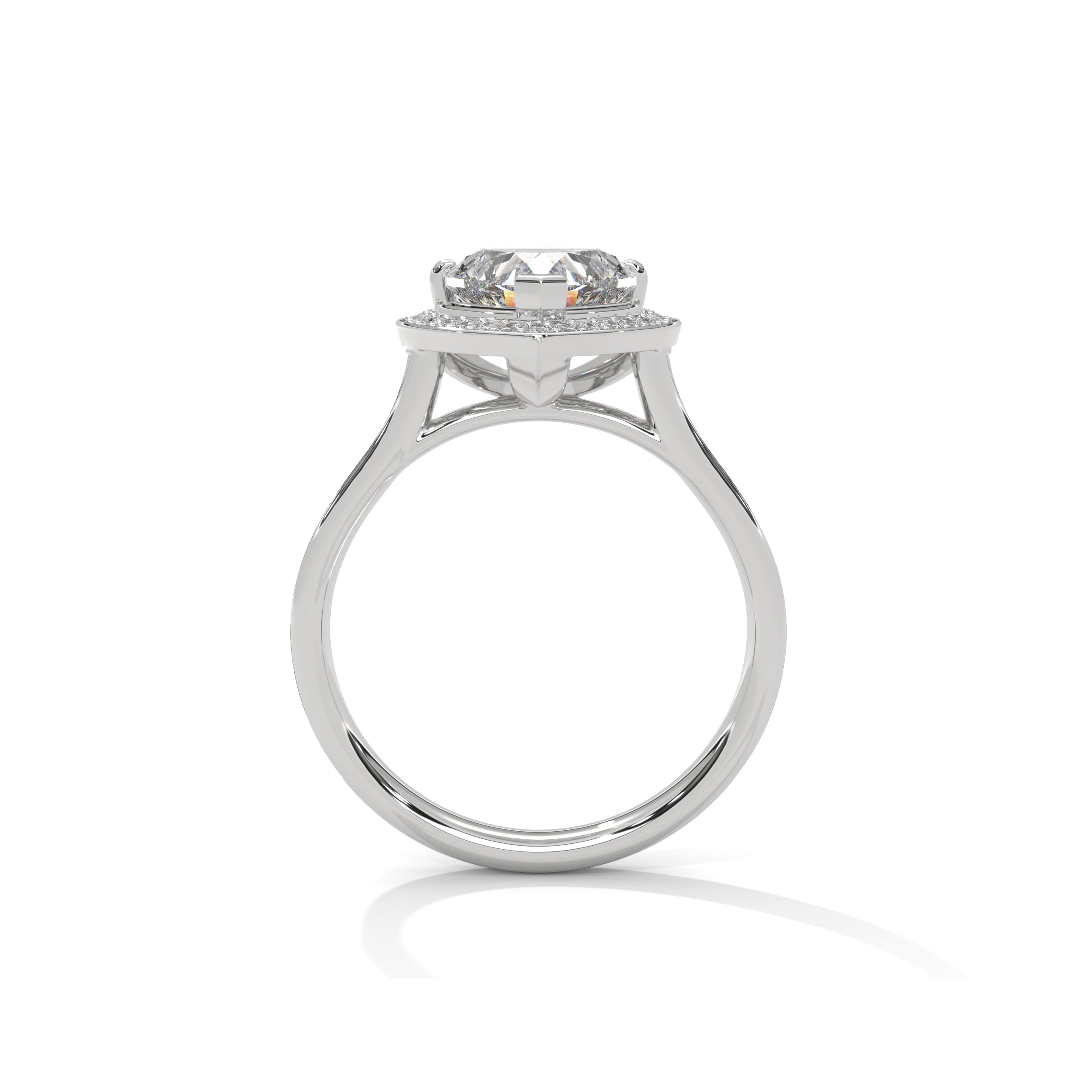 Heart Halo Engagement Ring with Pave Platinum | Lab Grown Diamond