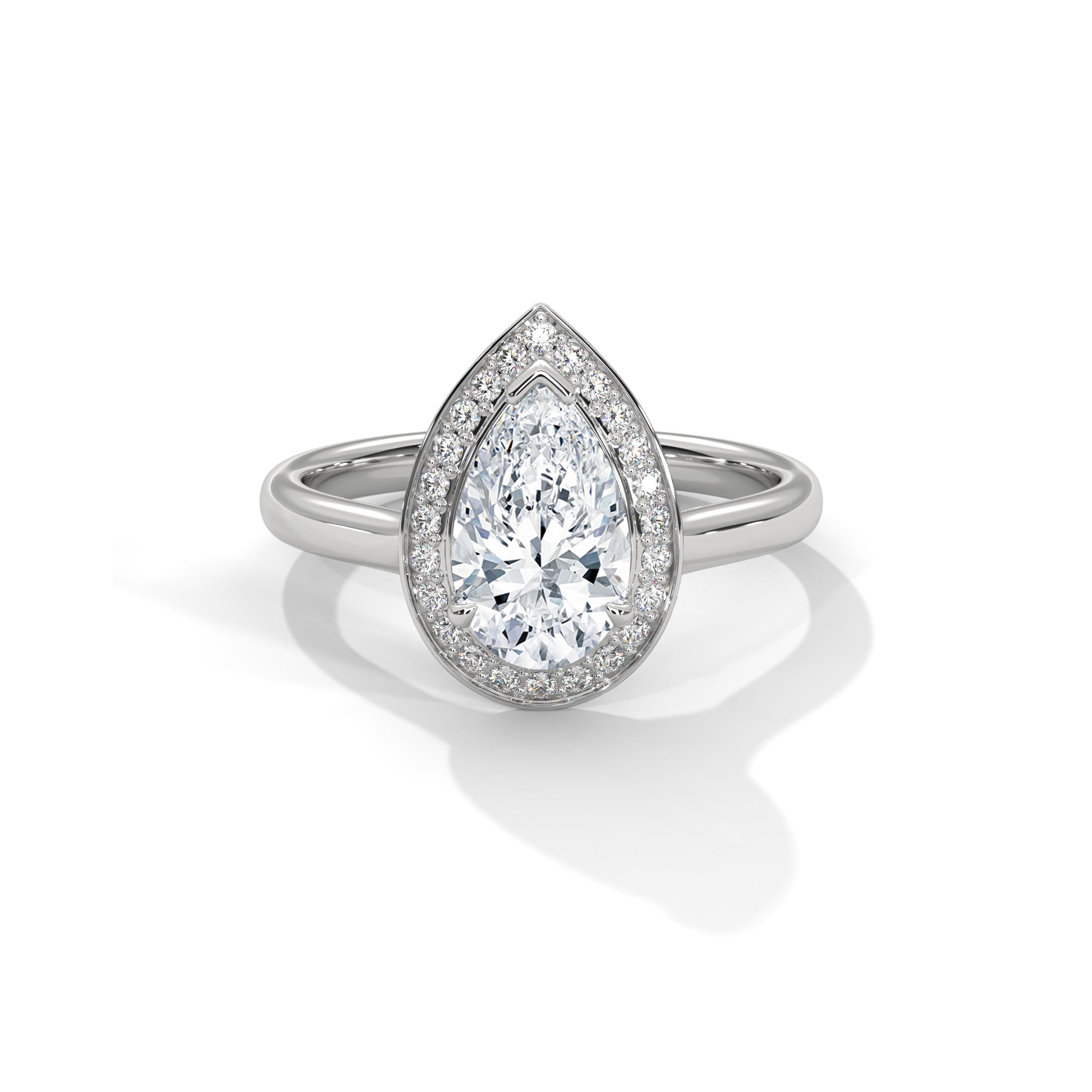 Pear Halo Engagement Ring Platinum | Lab Grown Diamond