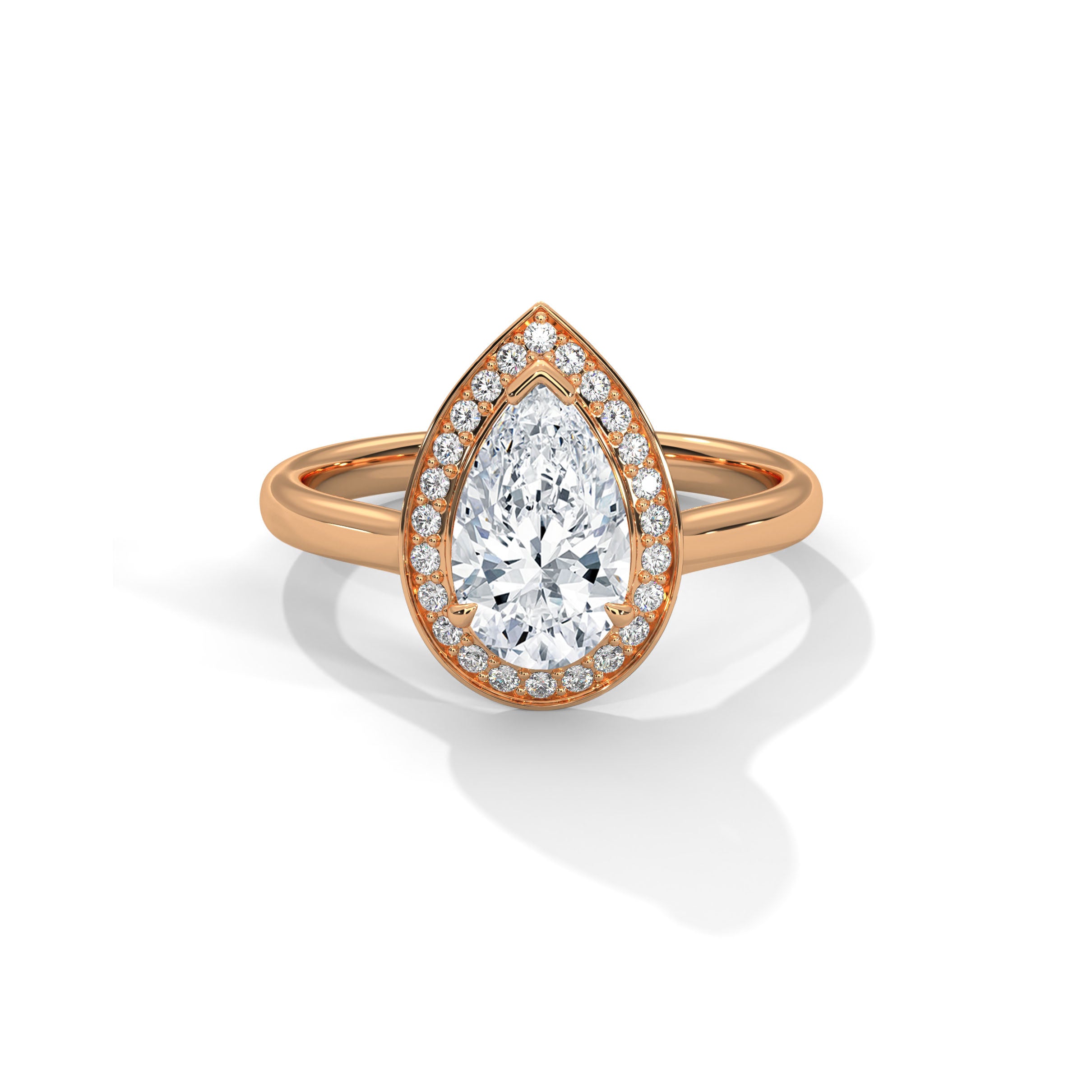Pear Halo Engagement Ring 18K Rose Gold | Lab Grown Diamond