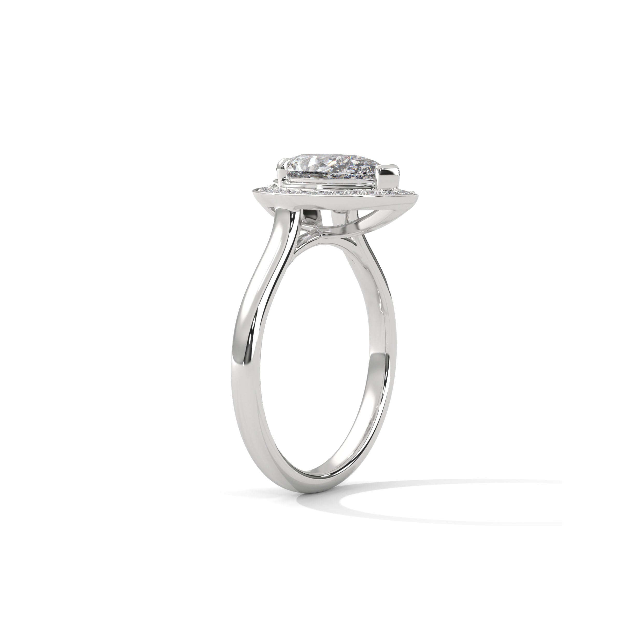 Pear Halo Engagement Ring Platinum | Lab Grown Diamond