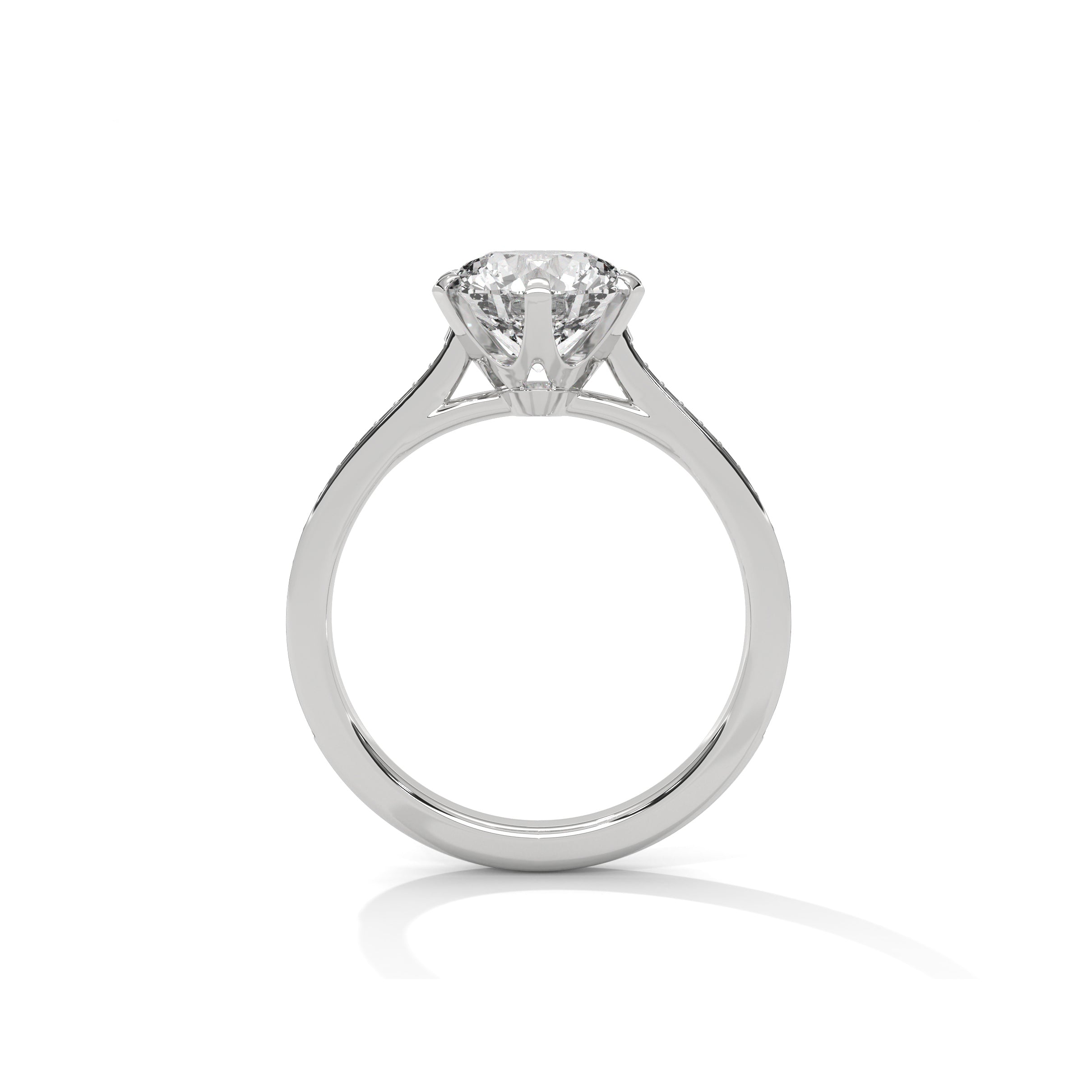 Cathedral Engagement Ring with Pave in Platinum | Lab Grown Diamond