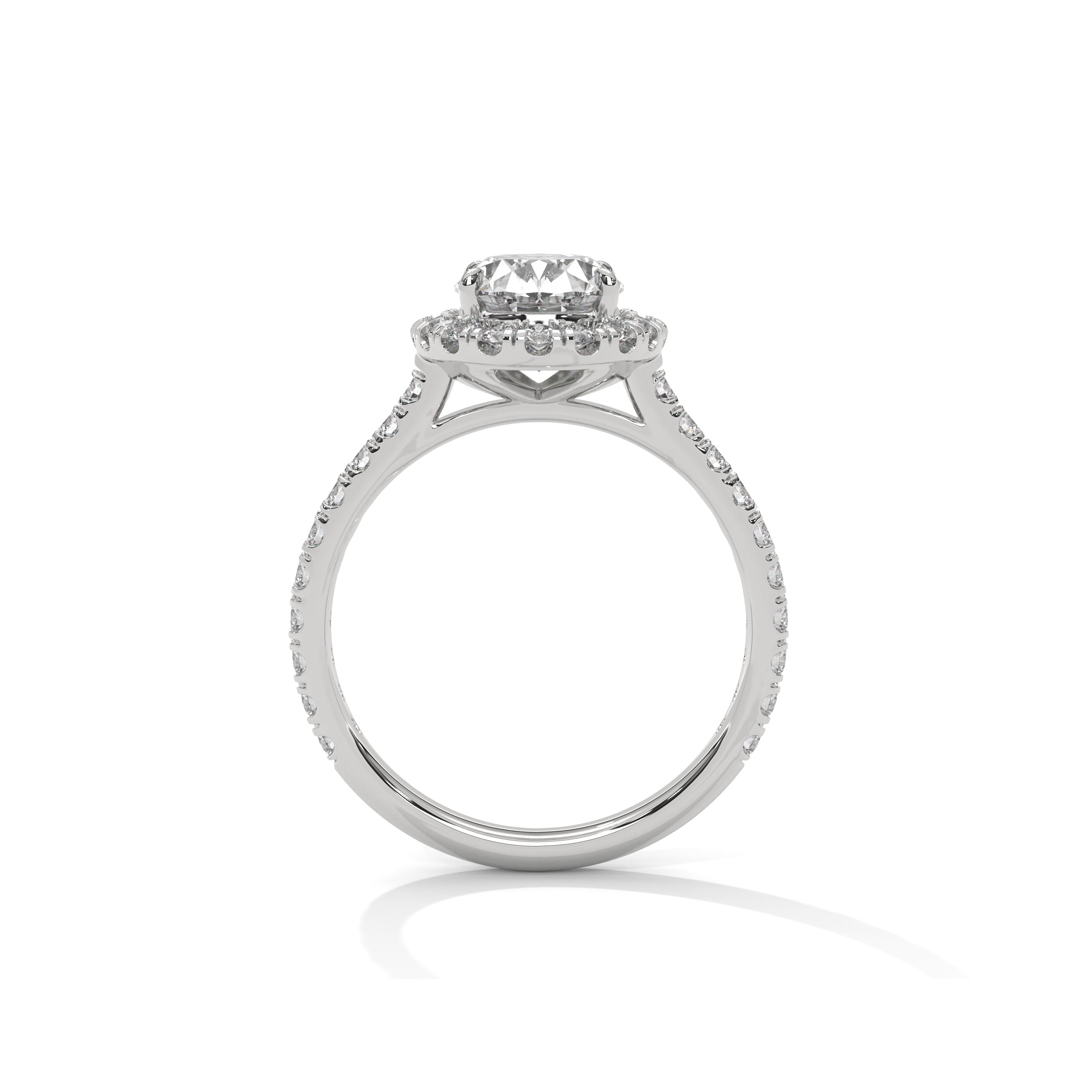 Oval Halo Engagement Ring with Pave Platinum | Lab Grown Diamond