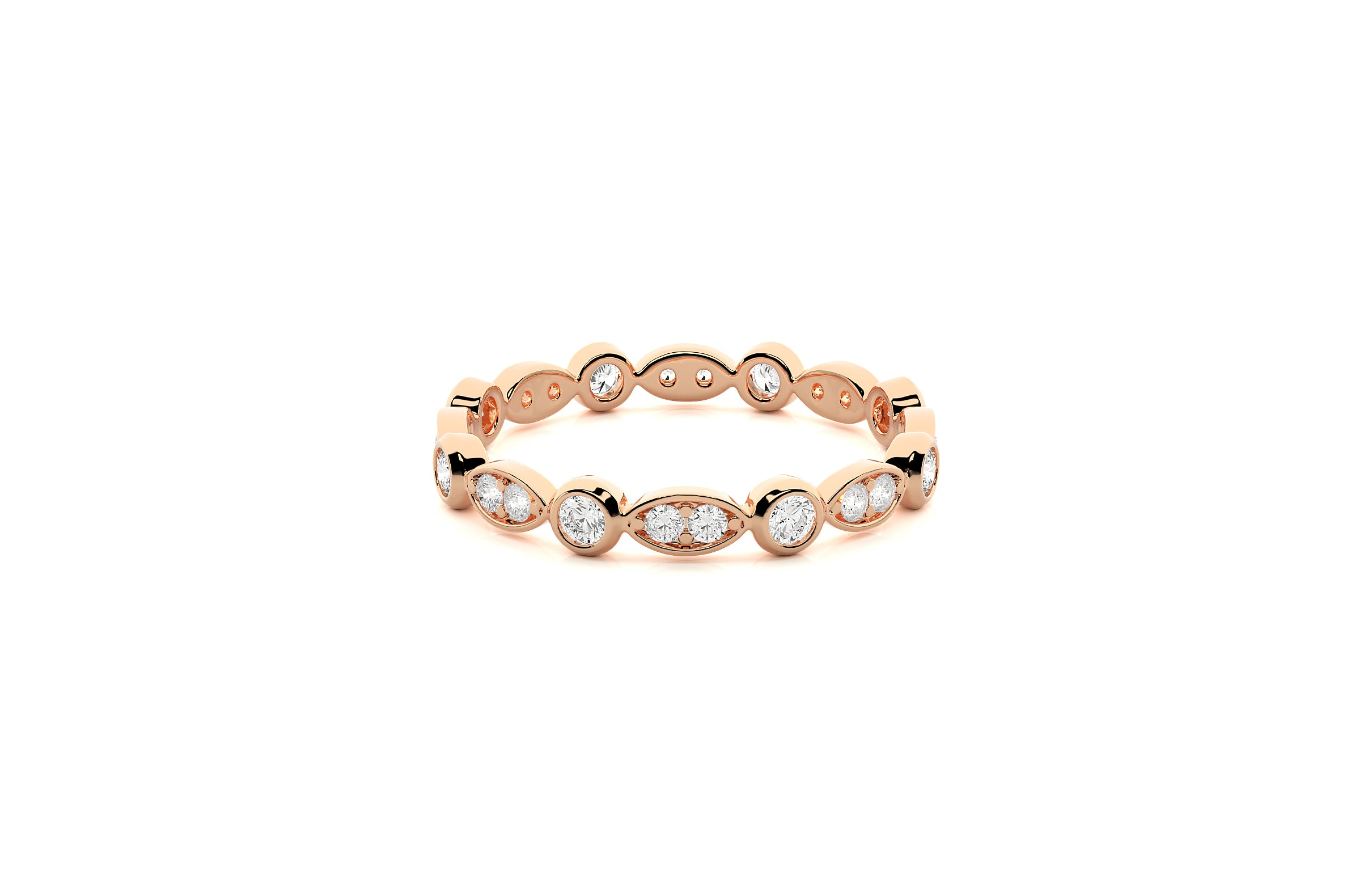 3 mm Lab Grown Diamond Alternating Design Wedding Ring 18K or Platinum