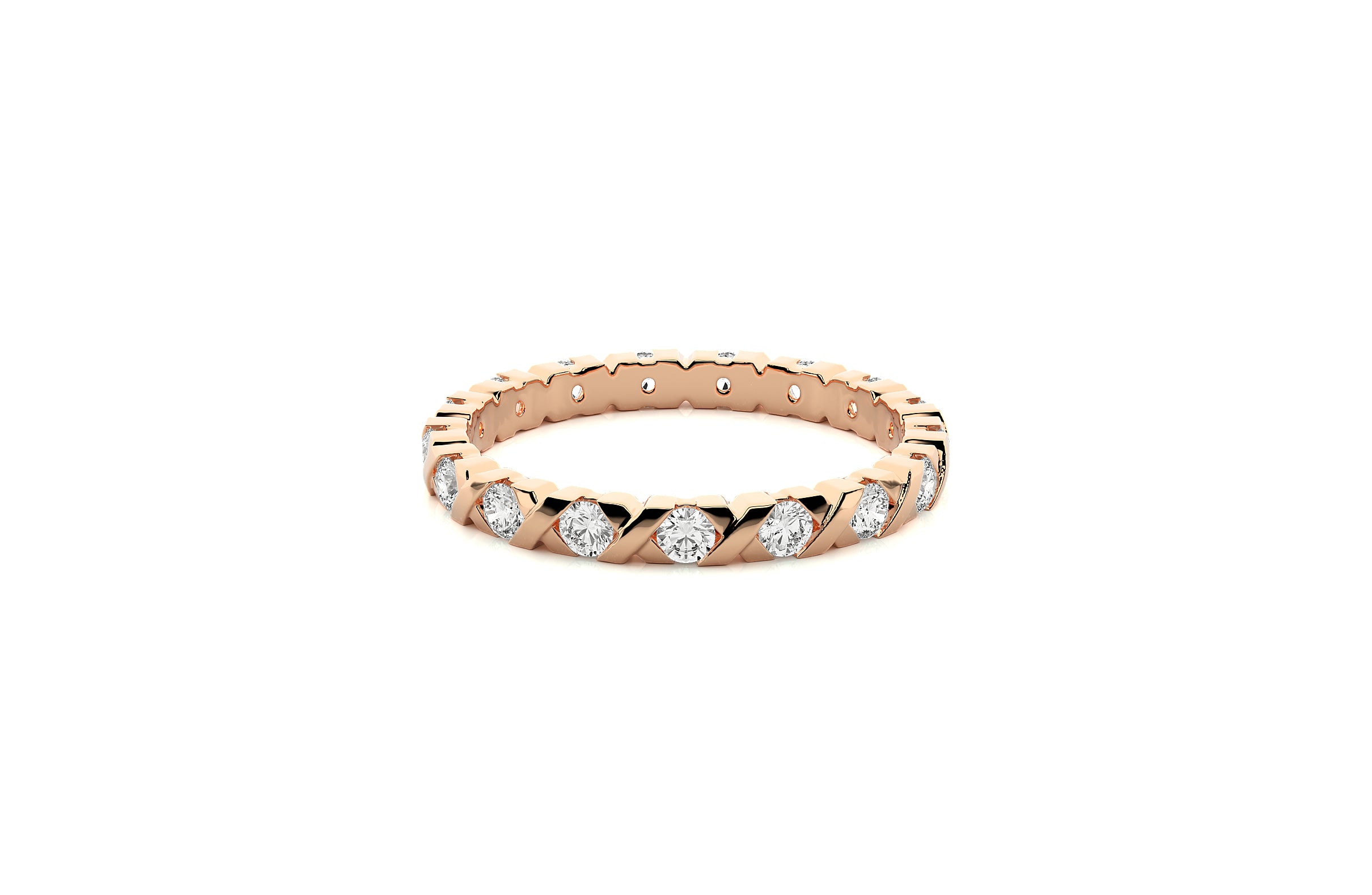 2.2mm Lab Grown Diamond "X" Design Wedding Ring 18K or Platinum