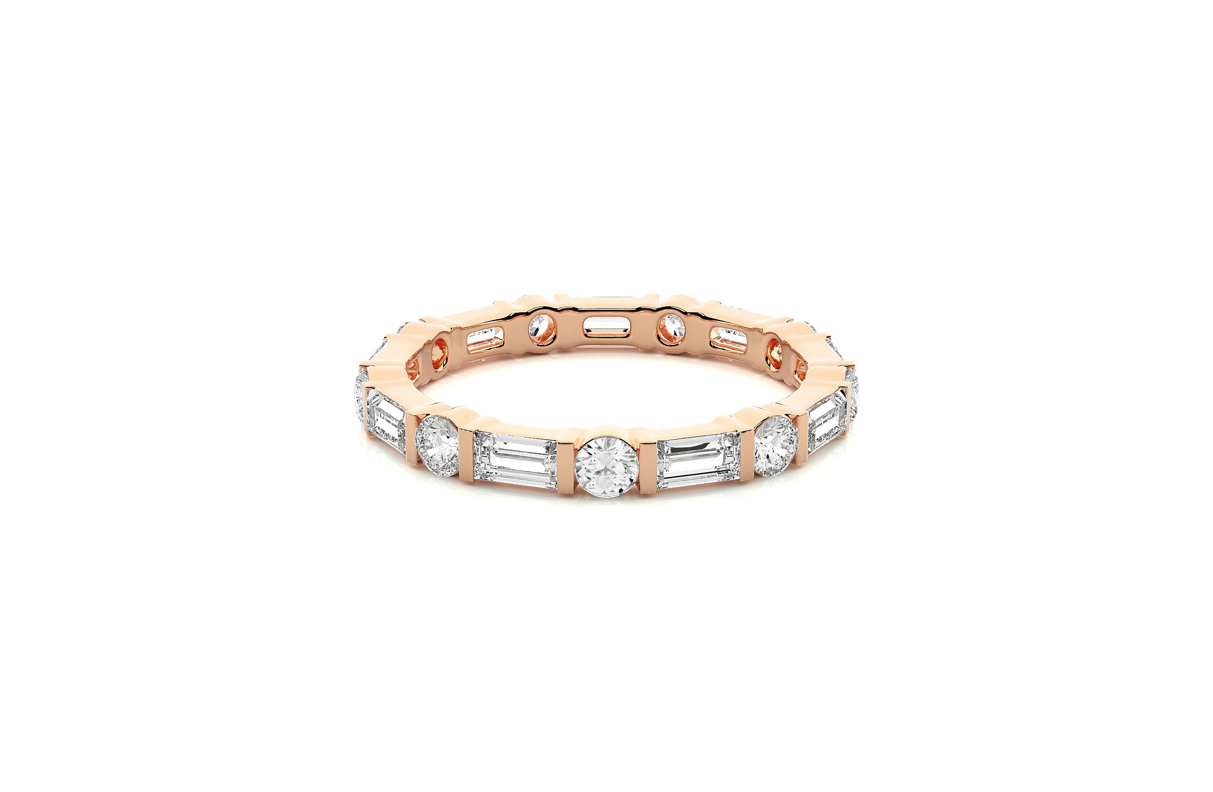 2.2 mm Lab Grown Diamond Baguette Wedding Ring 18K or Platinum