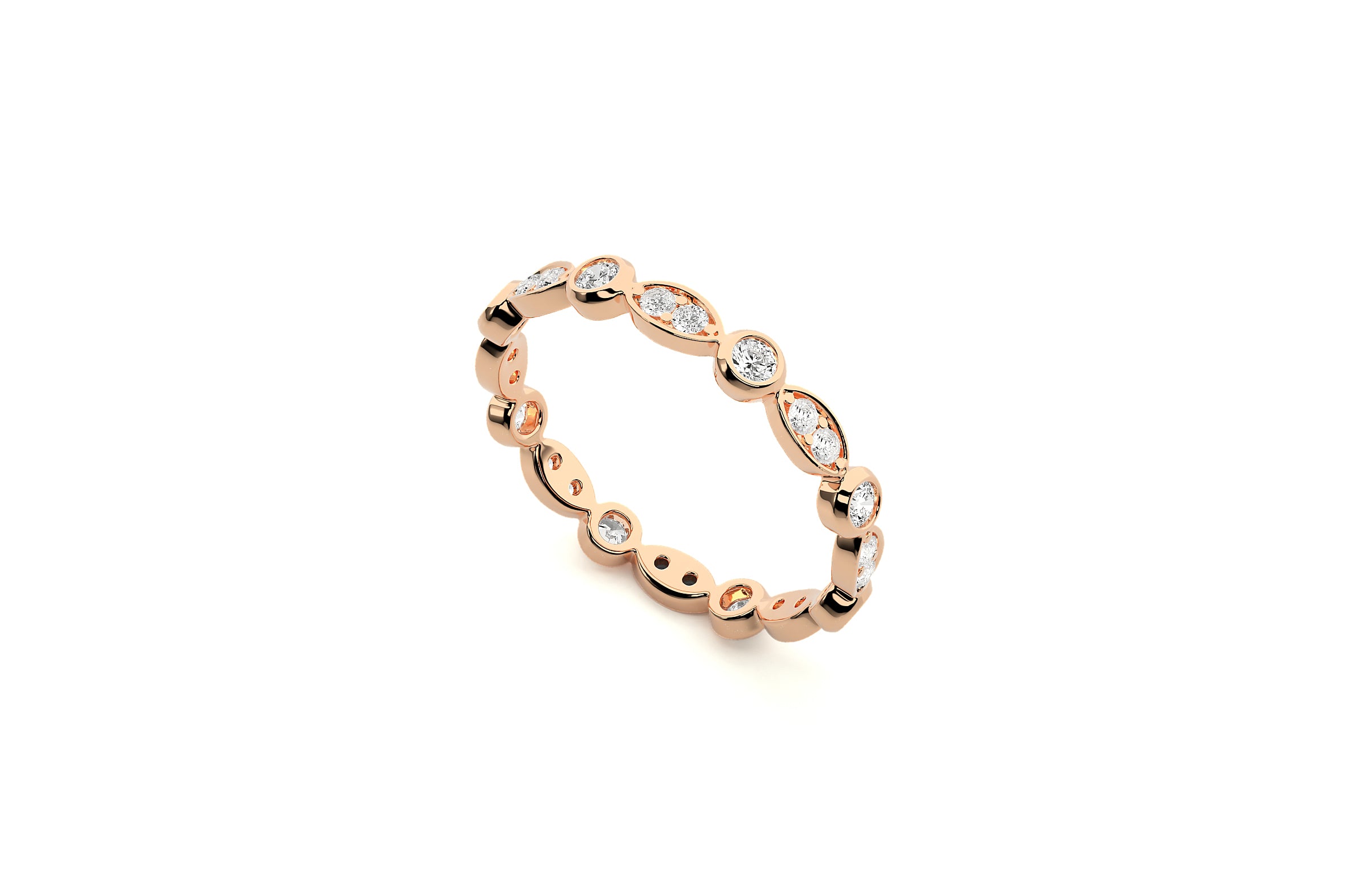 3 mm Lab Grown Diamond Alternating Design Wedding Ring 18K or Platinum