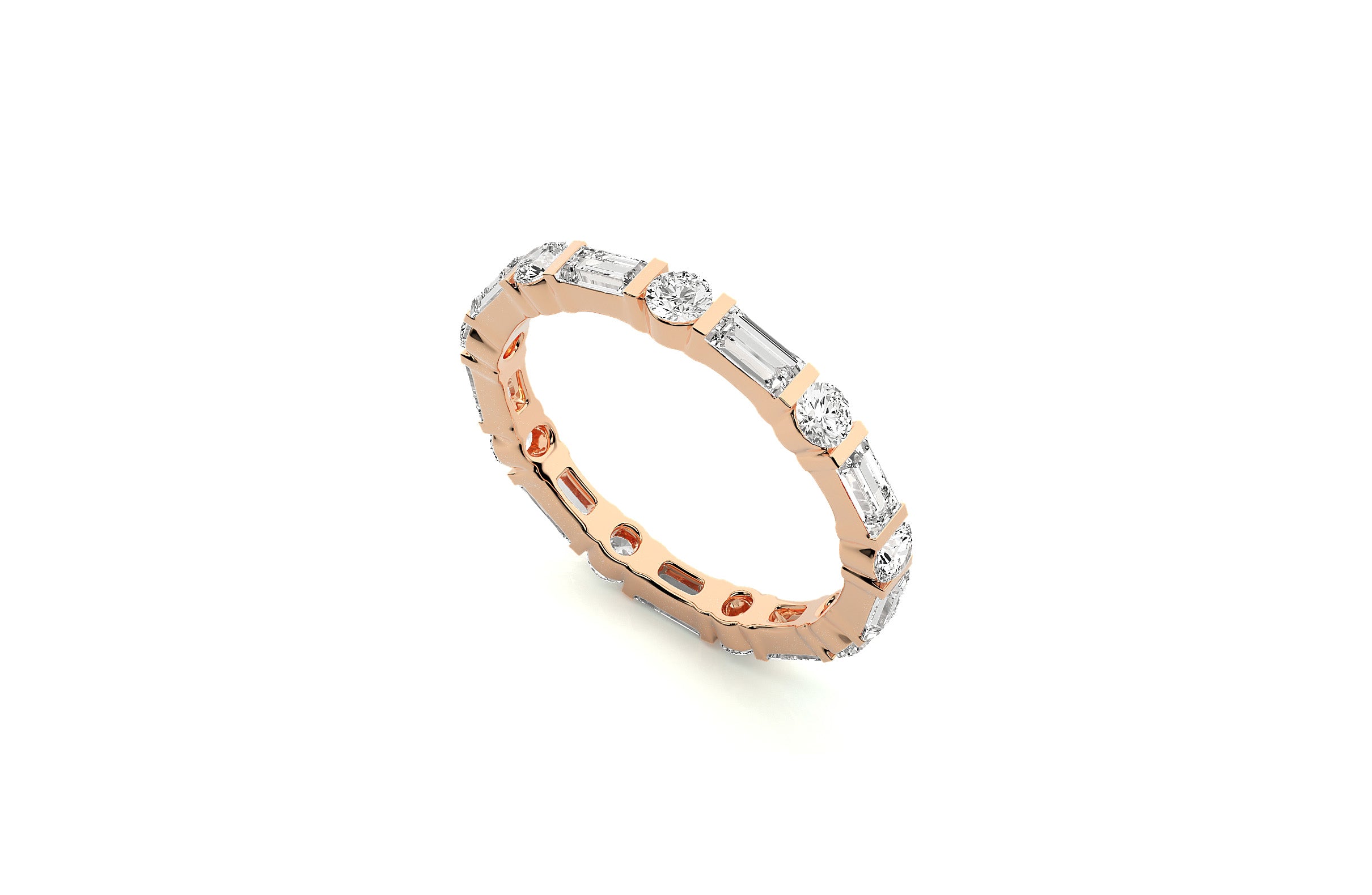 2.2 mm Lab Grown Diamond Baguette Wedding Ring 18K or Platinum