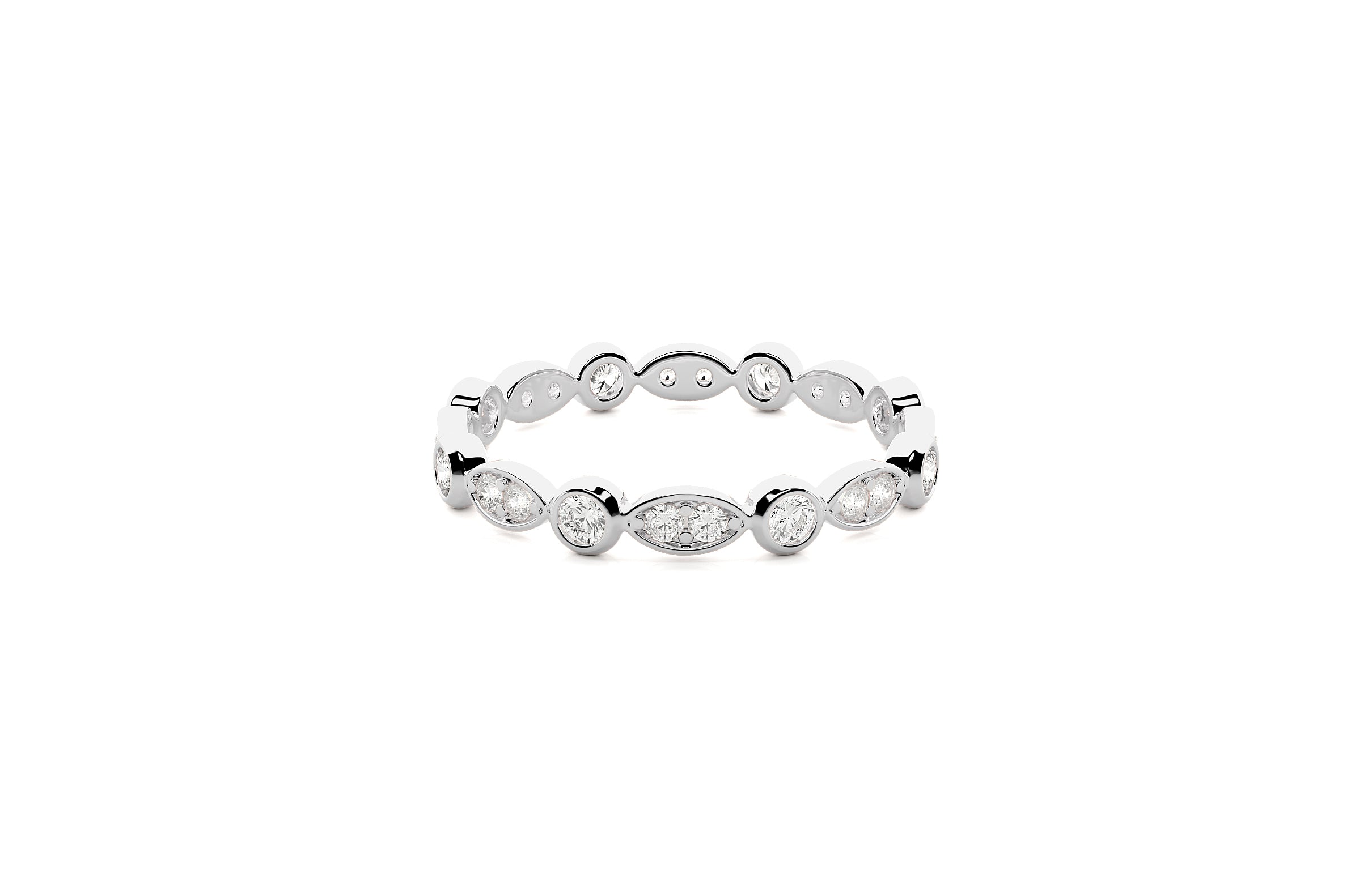 3 mm Lab Grown Diamond Alternating Design Wedding Ring 18K or Platinum