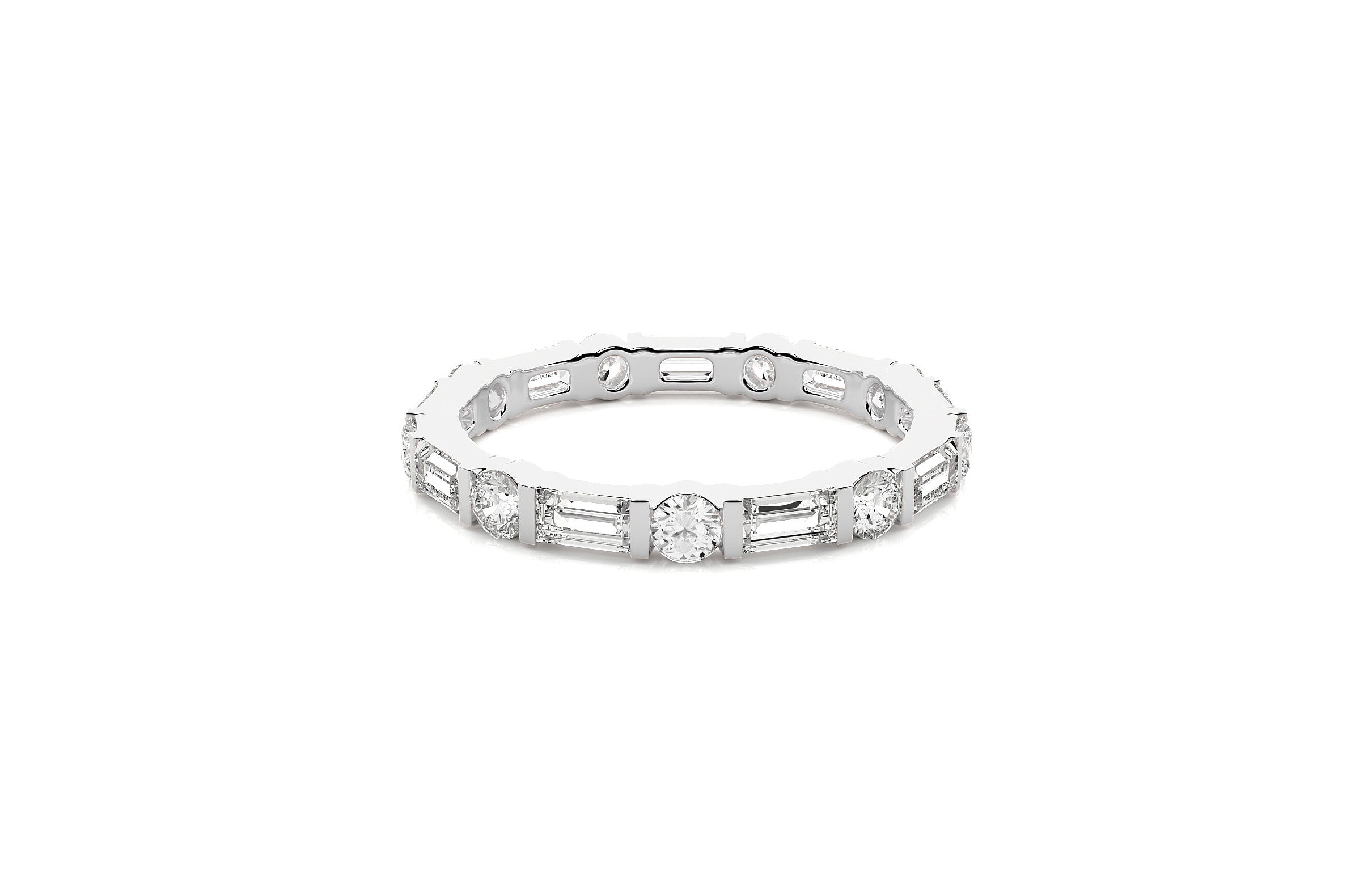 2.2 mm Lab Grown Diamond Baguette Wedding Ring 18K or Platinum