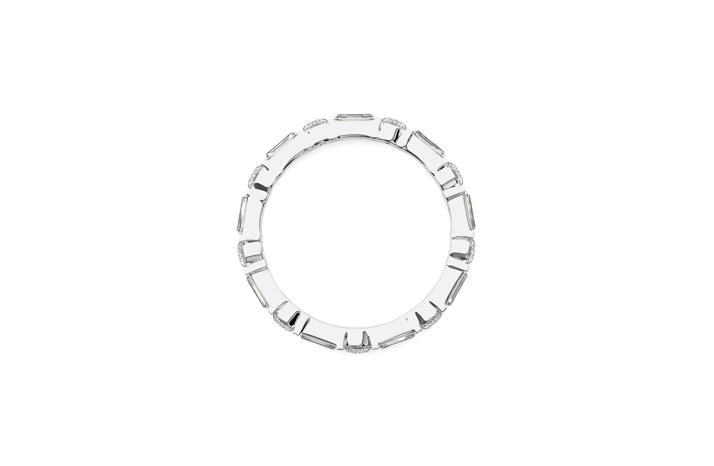 2.2 mm Lab Grown Diamond Baguette Wedding Ring 18K or Platinum