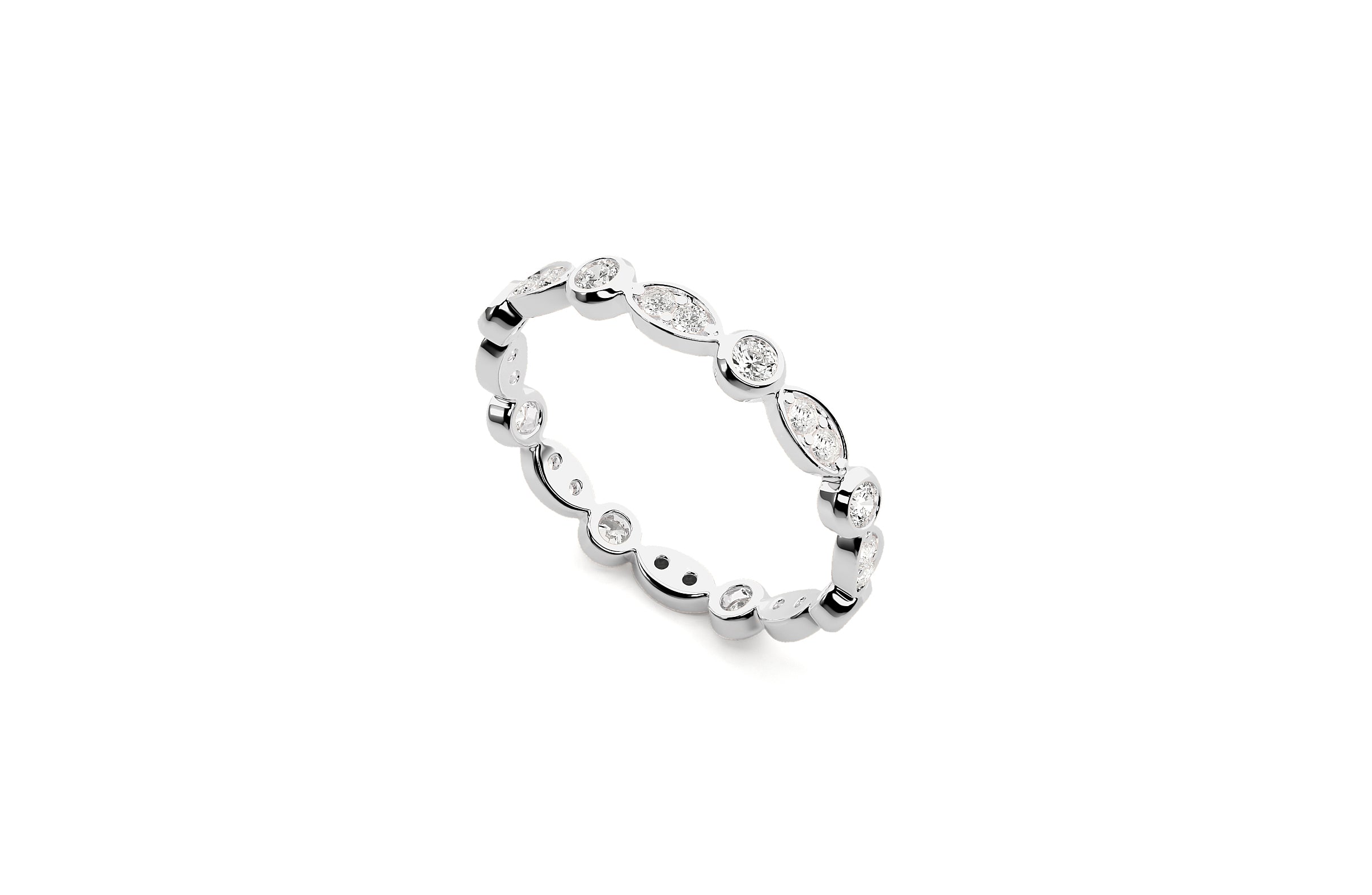 3 mm Lab Grown Diamond Alternating Design Wedding Ring 18K or Platinum