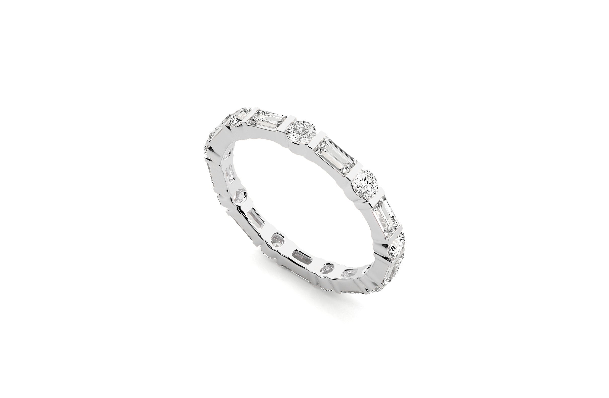 2.2 mm Lab Grown Diamond Baguette Wedding Ring 18K or Platinum