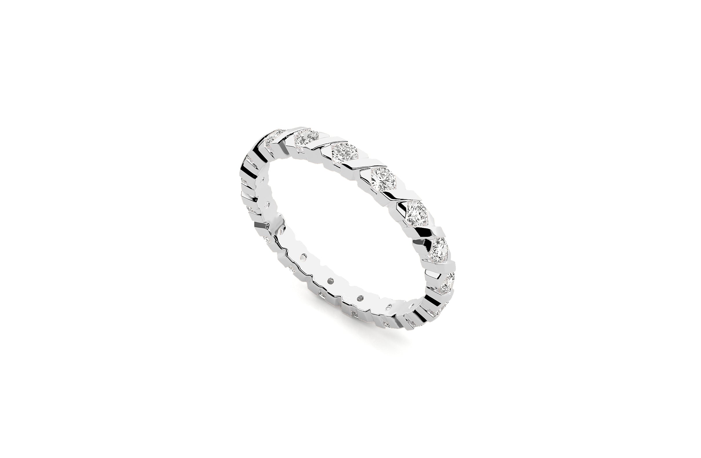 2.2mm Lab Grown Diamond "X" Design Wedding Ring 18K or Platinum
